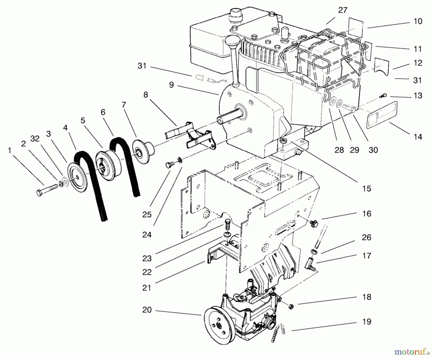 Toro Neu Snow Blowers/Snow Throwers Seite 1 38543 (824) - Toro 824 Power Shift Snowthrower, 1997 (7900001-7999999) ENGINE ASSEMBLY