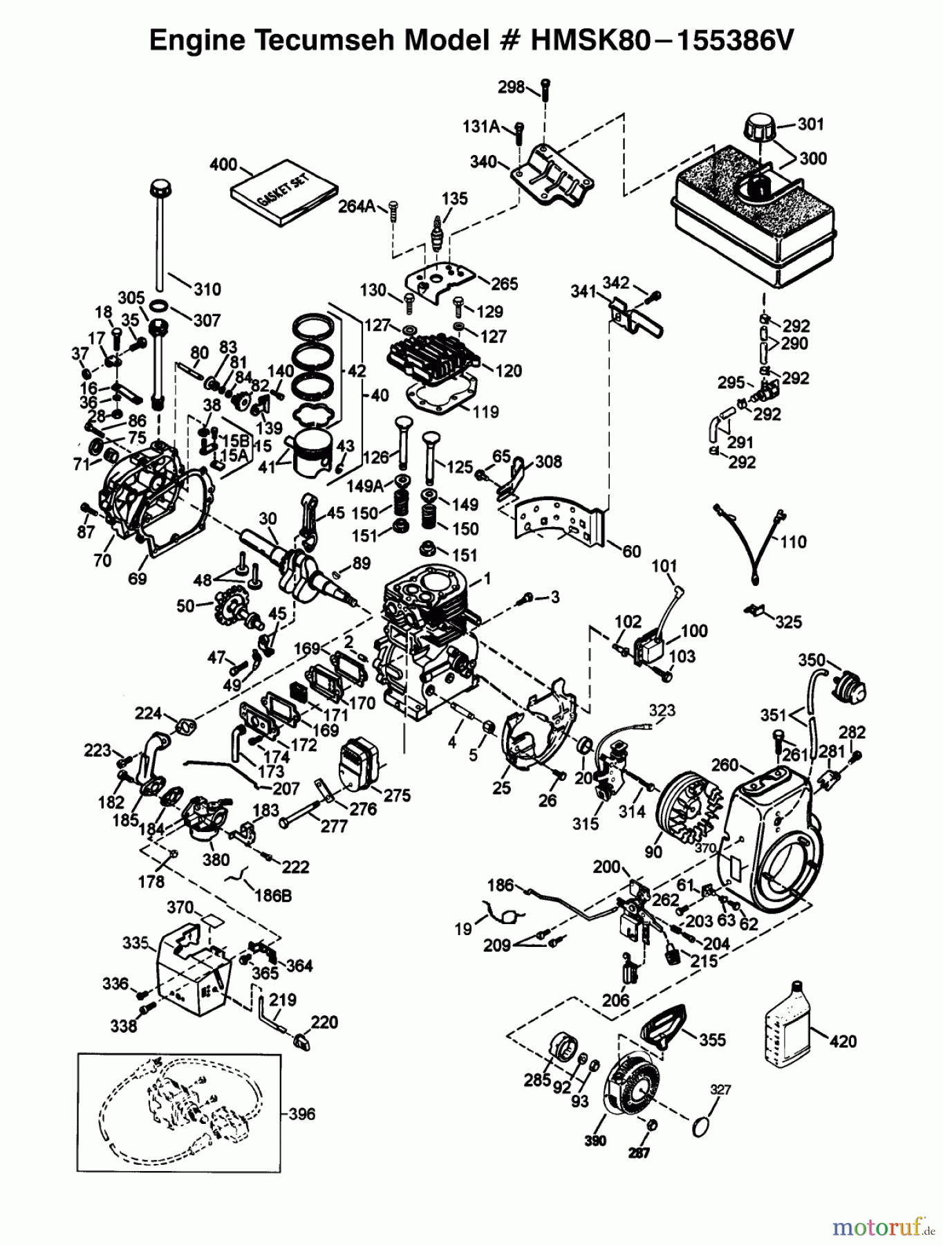 Toro Neu Snow Blowers/Snow Throwers Seite 1 38540 (824) - Toro 824 Power Shift Snowthrower, 1998 (8900001-8999999) ENGINE TECUMSEH MODEL #HMSK80-155386V
