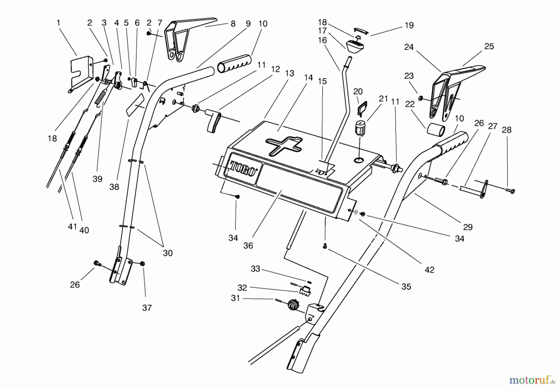  Toro Neu Snow Blowers/Snow Throwers Seite 1 38540 (824) - Toro 824 Power Shift Snowthrower, 1998 (8900001-8999999) HANDLE ASSEMBLY