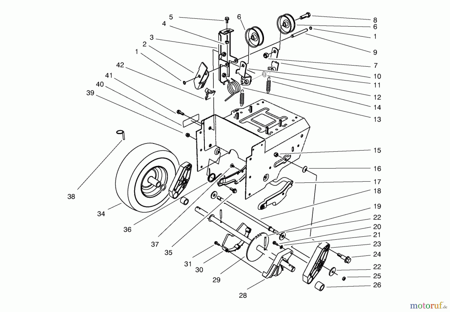  Toro Neu Snow Blowers/Snow Throwers Seite 1 38540 (824) - Toro 824 Power Shift Snowthrower, 1998 (8900001-8999999) TRACTION DRIVE ASSEMBLY