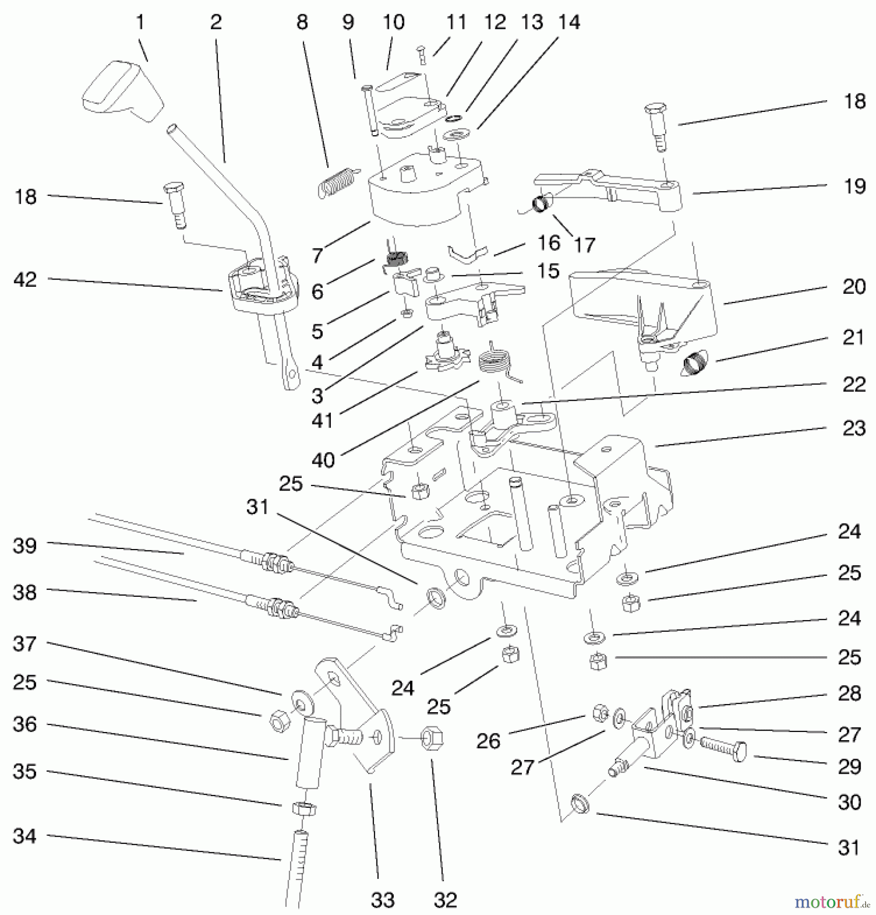  Toro Neu Snow Blowers/Snow Throwers Seite 1 38542 (824) - Toro 824 Power Shift Snowthrower, 1999 (99000001-99999999) TRACTION LINKAGE ASSEMBLY