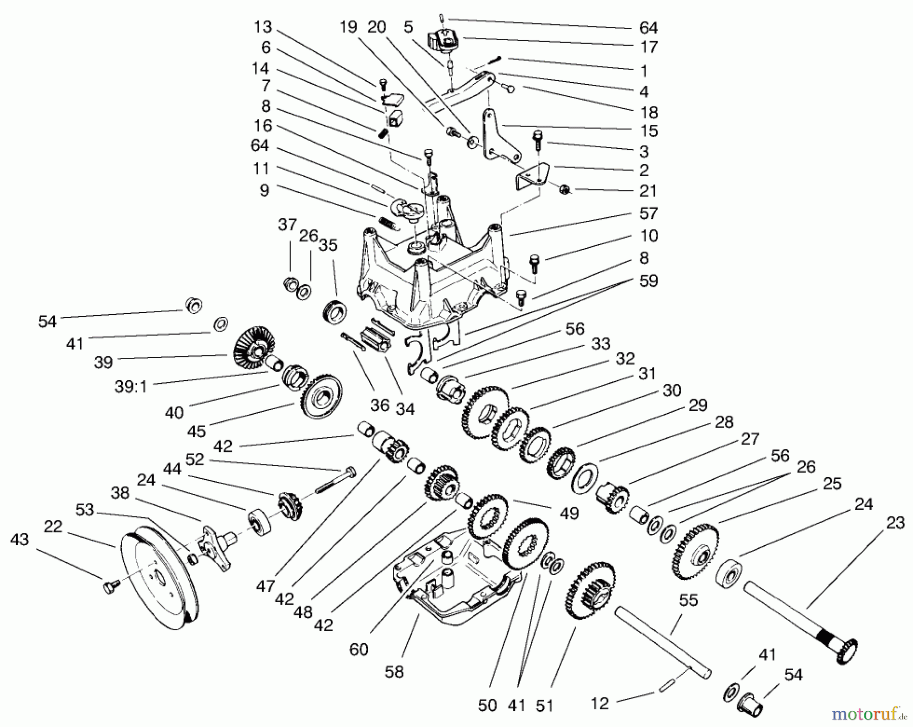  Toro Neu Snow Blowers/Snow Throwers Seite 1 38542 (824) - Toro 824 Power Shift Snowthrower, 1999 (99000001-99999999) TRANSMISSION ASSEMBLY NO. 66-8030