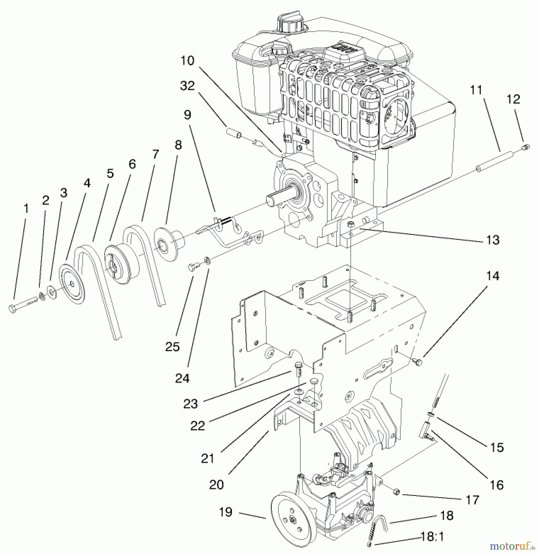 Toro Neu Snow Blowers/Snow Throwers Seite 1 38543 (824) - Toro 824 Power Shift Snowthrower, 2003 (230000001-230999999) ENGINE AND TRANSMISSION ASSEMBLY