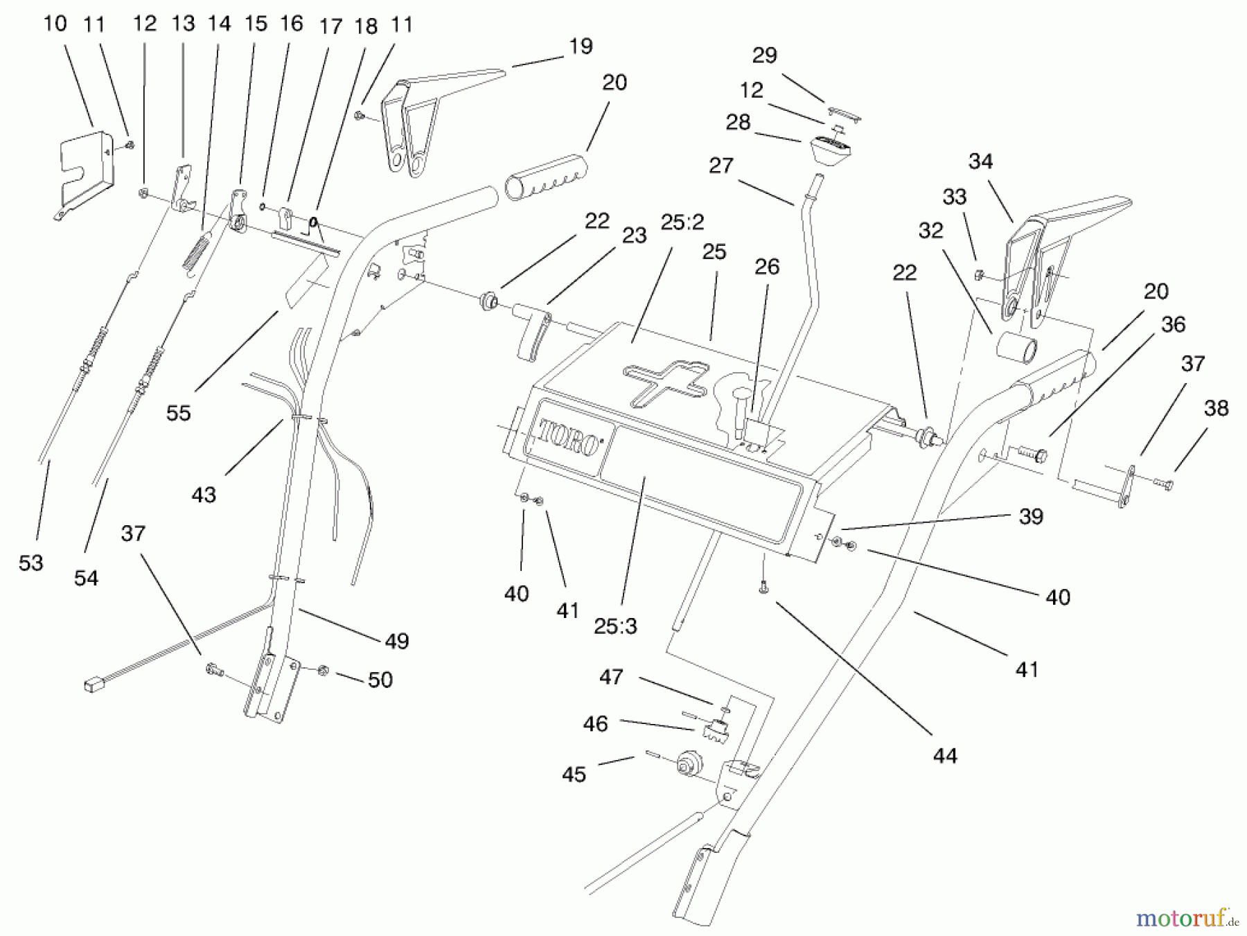  Toro Neu Snow Blowers/Snow Throwers Seite 1 38543 (824) - Toro 824 Power Shift Snowthrower, 2003 (230000001-230999999) HANDLE AND CONTROL ASSEMBLY