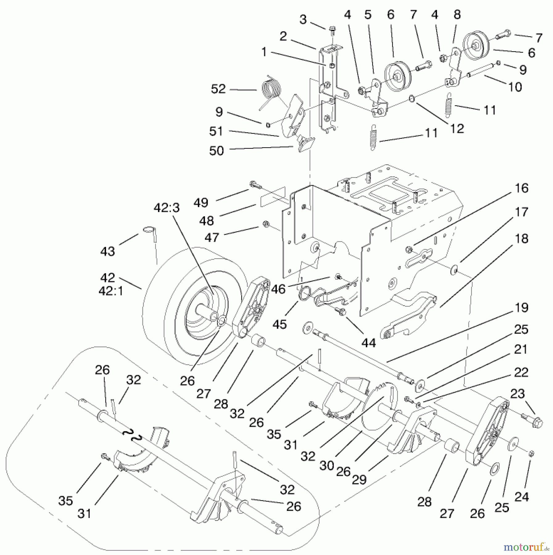 Toro Neu Snow Blowers/Snow Throwers Seite 1 38543 (824) - Toro 824 Power Shift Snowthrower, 2003 (230000001-230999999) LOWER TRACTION ASSEMBLY
