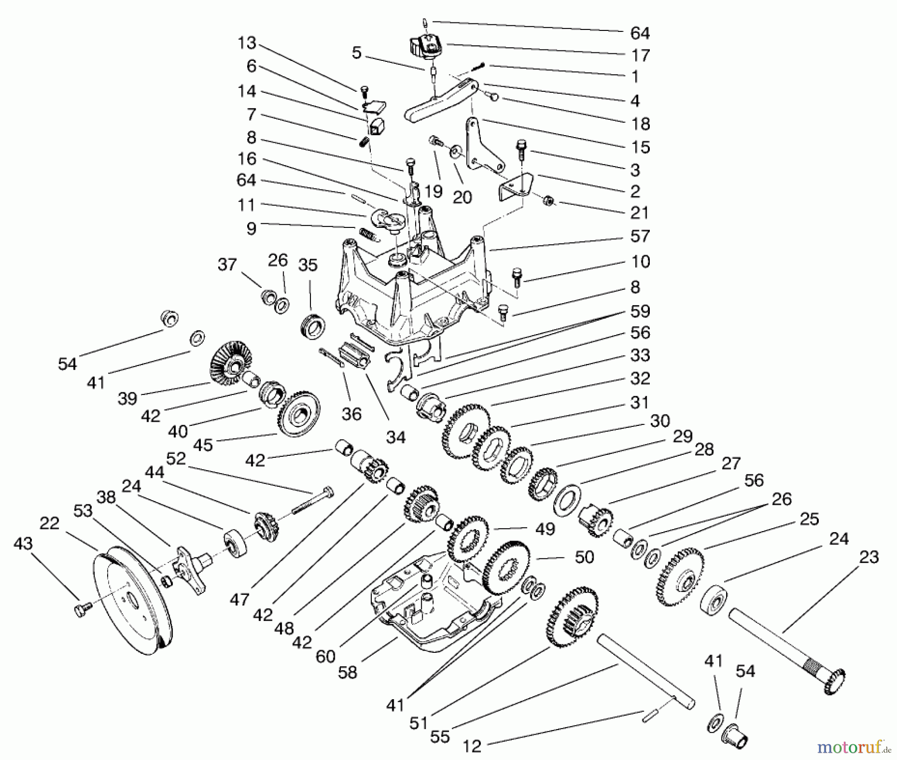 Toro Neu Snow Blowers/Snow Throwers Seite 1 38543 (824) - Toro 824 Power Shift Snowthrower, 2003 (230000001-230999999) TRACTION GEARCASE ASSEMBLY NO. 66-8030