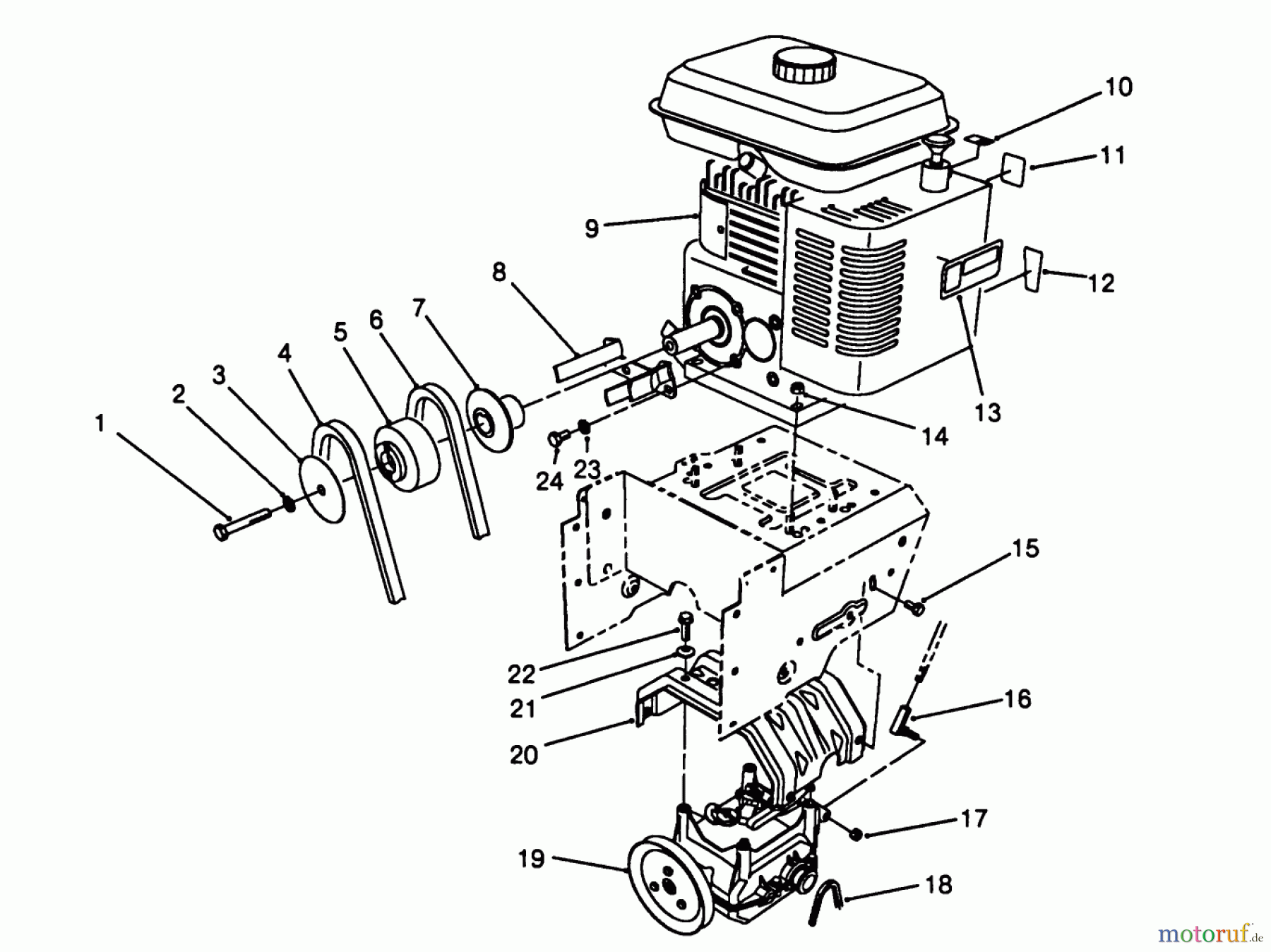 Toro Neu Snow Blowers/Snow Throwers Seite 1 38545 (828) - Toro 828 Power Shift Snowthrower, 1988 (8000001-8999999) ENGINE ASSEMBLY