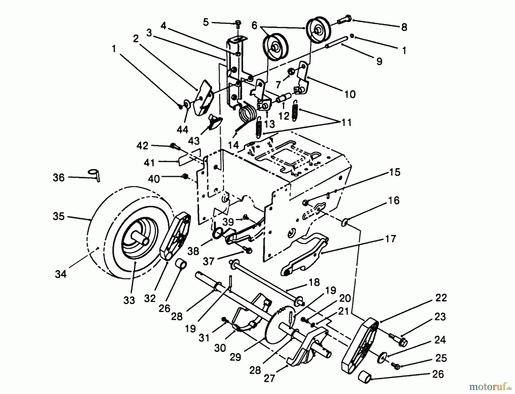  Toro Neu Snow Blowers/Snow Throwers Seite 1 38545 (828) - Toro 828 Power Shift Snowthrower, 1988 (8000001-8999999) TRACTION DRIVE ASSEMBLY