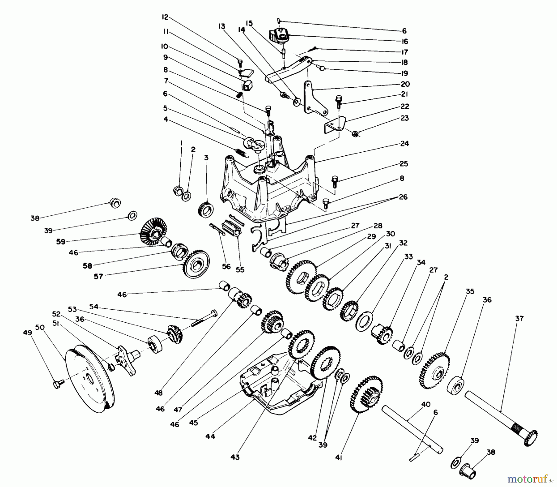 Toro Neu Snow Blowers/Snow Throwers Seite 1 38555 (1028) - Toro 1028 Power Shift Snowthrower, 1993 (3900001-3999999) TRANSMISSION ASSEMBLY NO. 66-8030