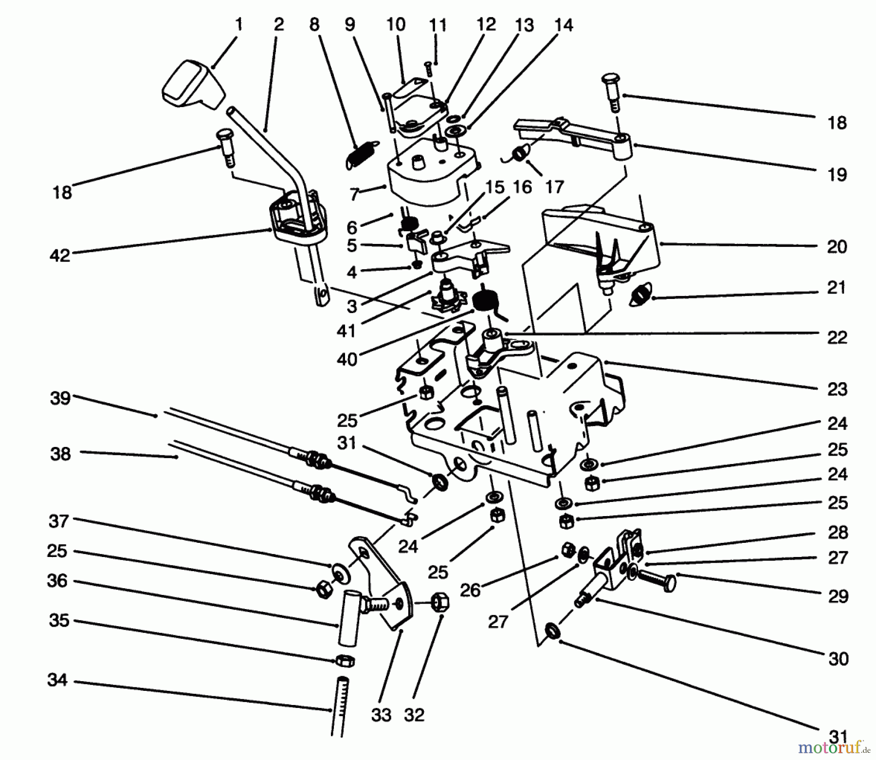 Toro Neu Snow Blowers/Snow Throwers Seite 1 38555 (1028) - Toro 1028 Power Shift Snowthrower, 1994 (4900001-4999999) TRACTION LINKAGE ASSEMBLY