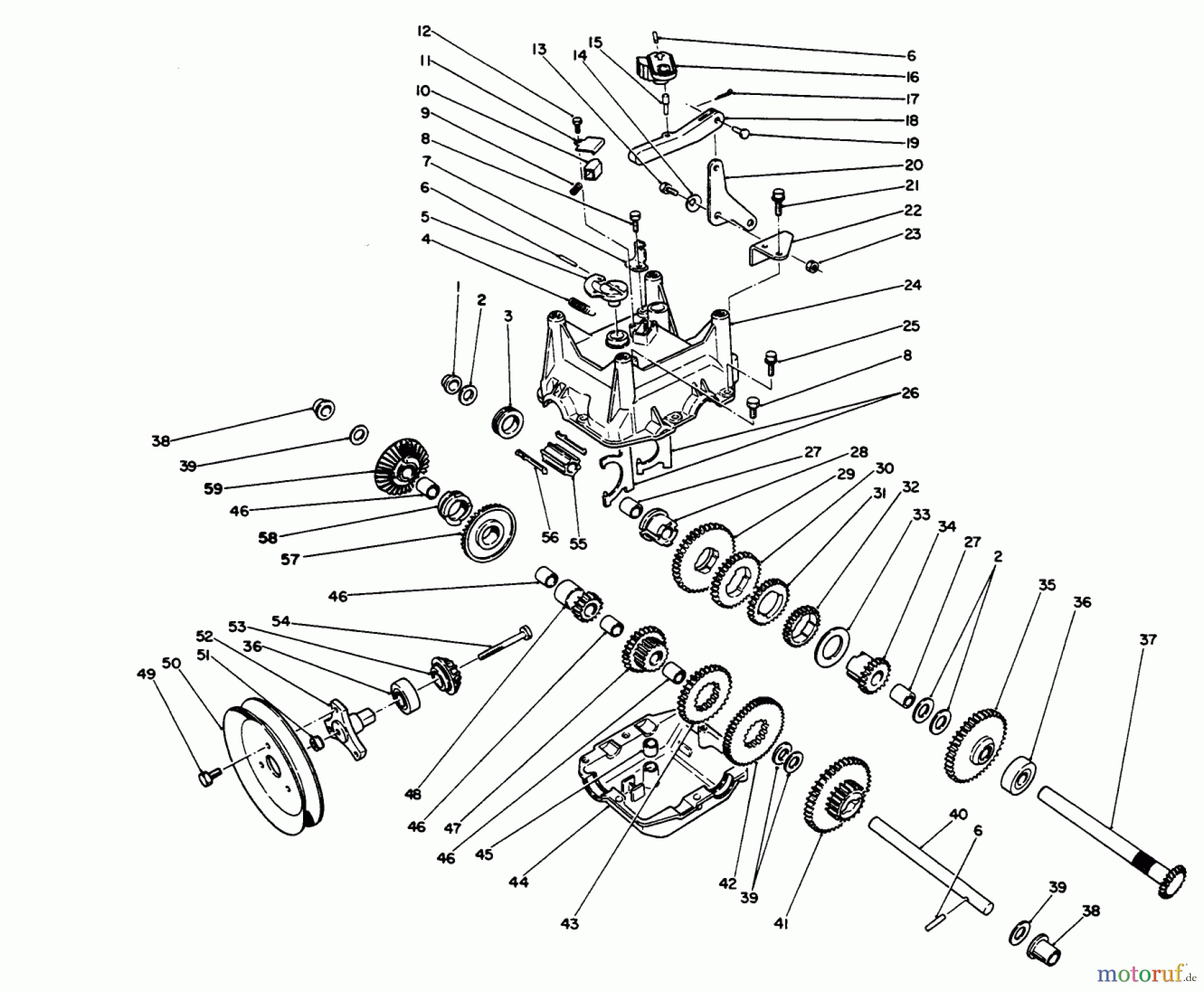 Toro Neu Snow Blowers/Snow Throwers Seite 1 38555 (1028) - Toro 1028 Power Shift Snowthrower, 1994 (4900001-4999999) TRANSMISSION ASSEMBLY NO. 66-8030