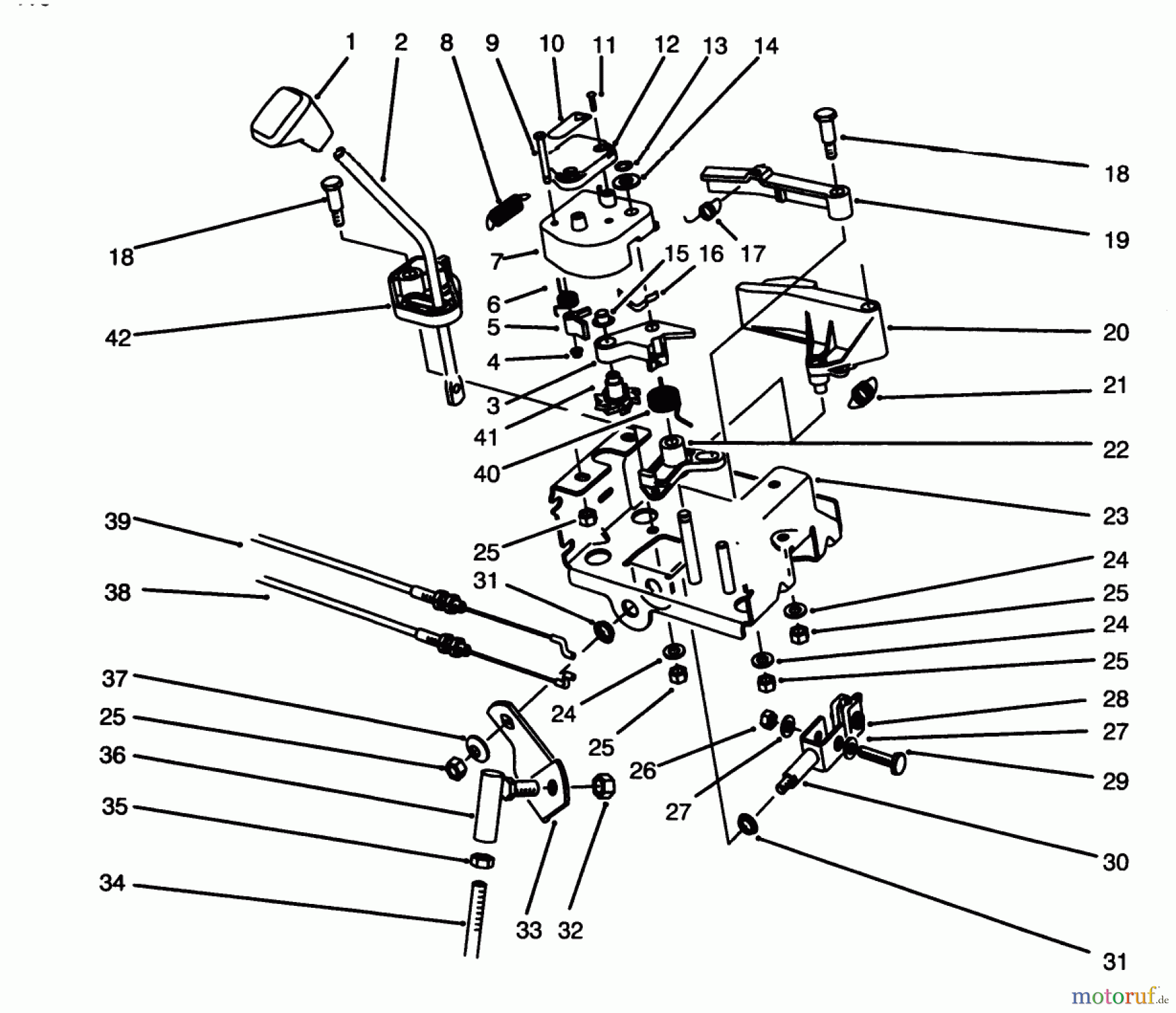 Toro Neu Snow Blowers/Snow Throwers Seite 1 38555 (1028) - Toro 1028 Power Shift Snowthrower, 1996 (69000001-69999999) TRACTION LINKAGE ASSEMBLY