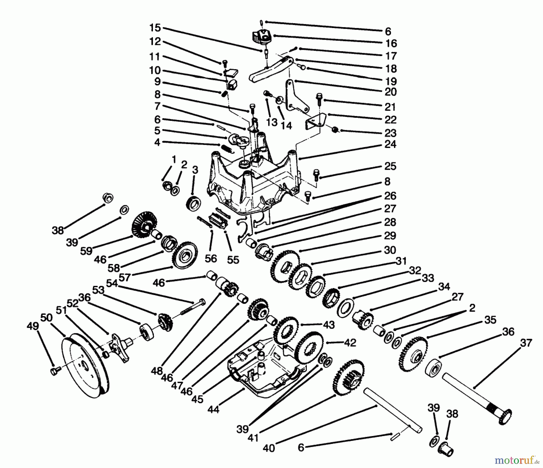 Toro Neu Snow Blowers/Snow Throwers Seite 1 38555 (1028) - Toro 1028 Power Shift Snowthrower, 1996 (69000001-69999999) TRANSMISION ASSEMBLY NO. 66-8030