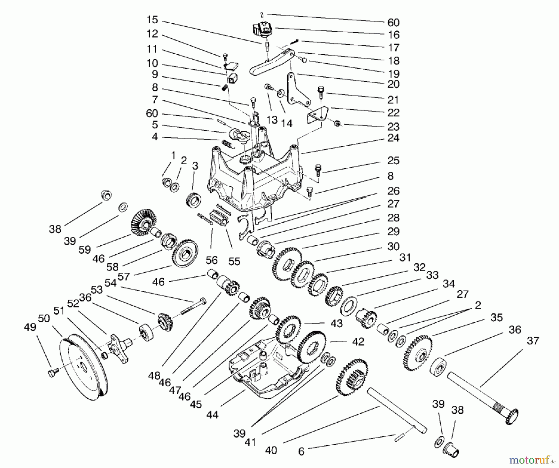  Toro Neu Snow Blowers/Snow Throwers Seite 1 38555 (1028) - Toro 1028 Power Shift Snowthrower, 1997 (790000001-799999999) TRANSMISSION ASSEMBLY NO. 66-8030