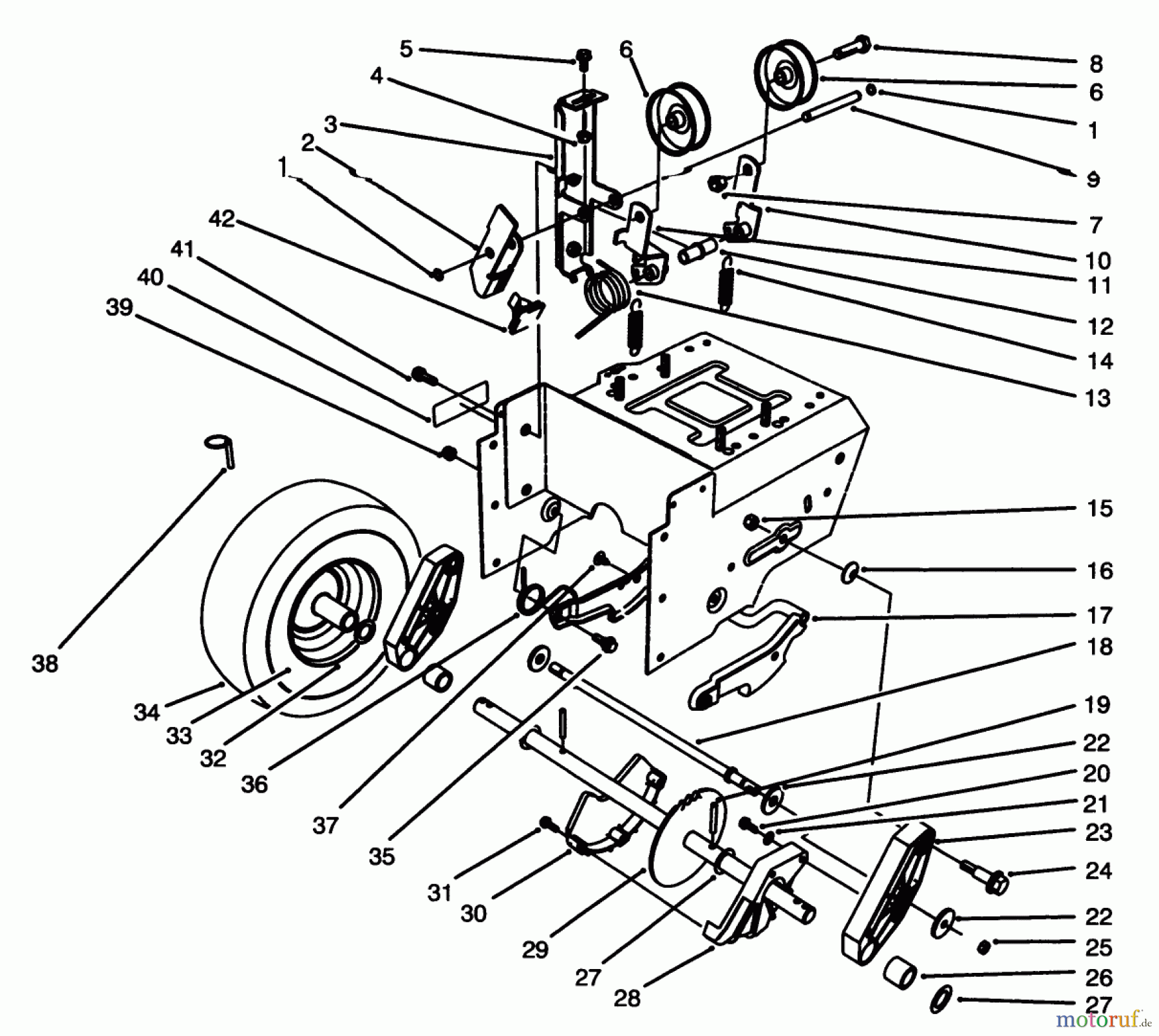 Toro Neu Snow Blowers/Snow Throwers Seite 1 38556 (1028) - Toro 1028 Power Shift Snowthrower, 1996 (6900001-6999999) TRACTION DRIVE ASSEMBLY