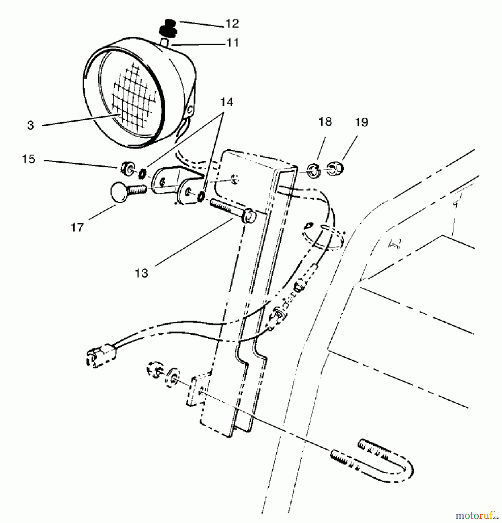 Toro Neu Snow Blowers/Snow Throwers Seite 1 38559 (1028) - Toro 1028 Power Shift Snowthrower, 2004 (240000001-240999999) HEADLAMP ASSEMBLY PART NO. 54-9871