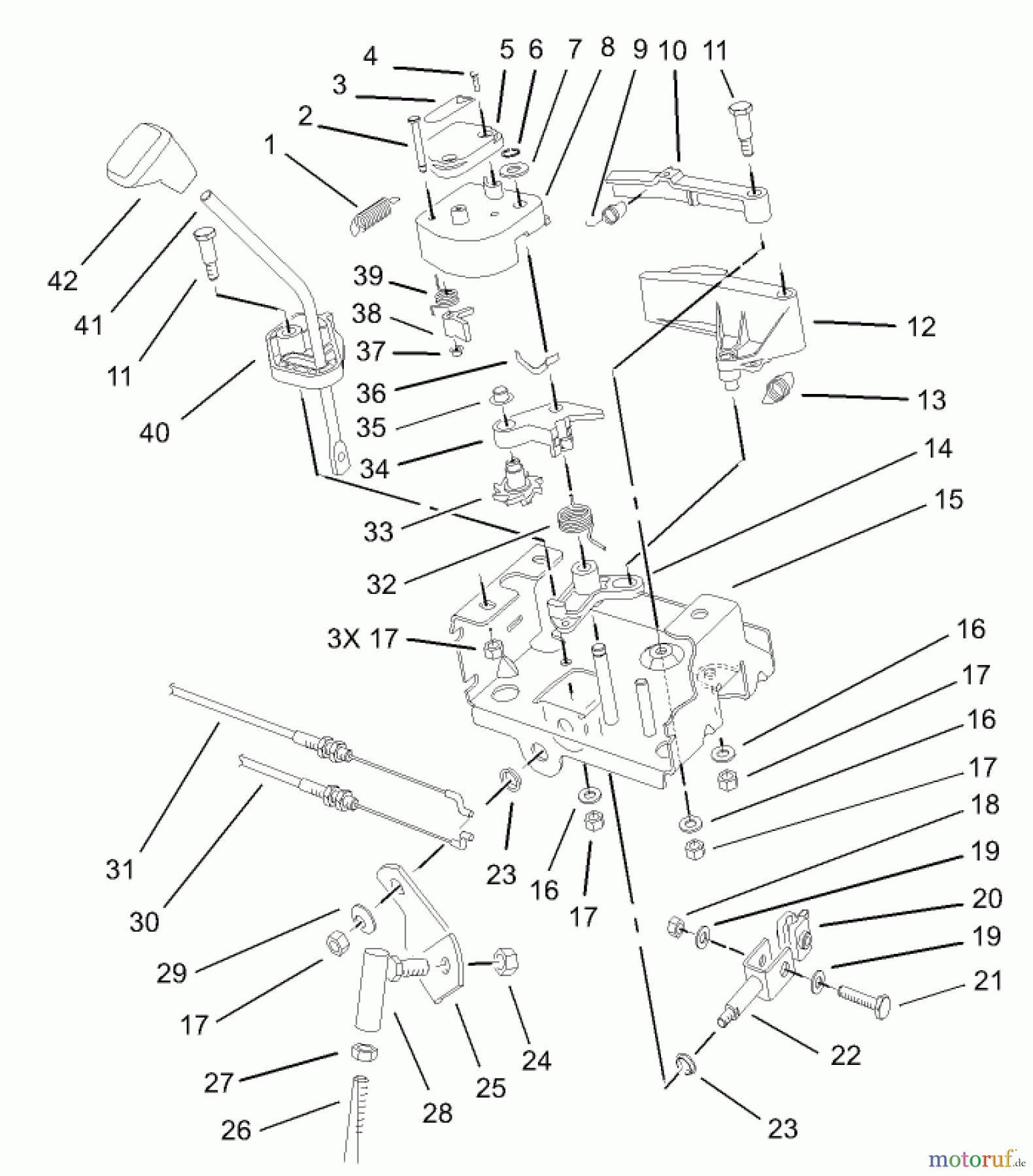  Toro Neu Snow Blowers/Snow Throwers Seite 1 38559 (1028) - Toro 1028 Power Shift Snowthrower, 2004 (240000001-240999999) POWER SHIFT CONTROL ASSEMBLY