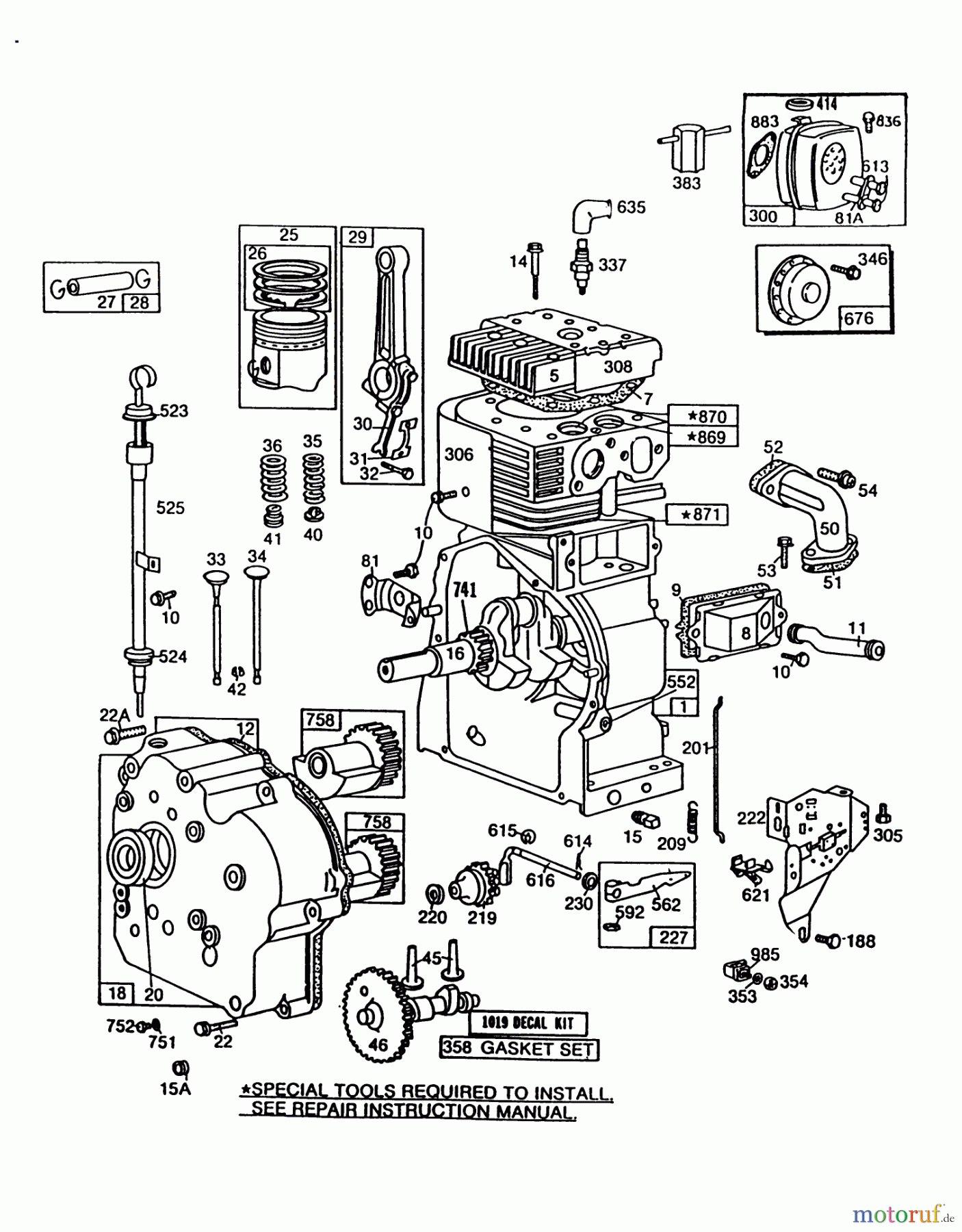Toro Neu Snow Blowers/Snow Throwers Seite 1 38580 (1132) - Toro 1132 Power Shift Snowthrower, 1988 (8000001-8999999) ENGINE BRIGGS & STRATTON MODEL NO. 252416 TYPE 0749-01 (MODEL 38565) #1