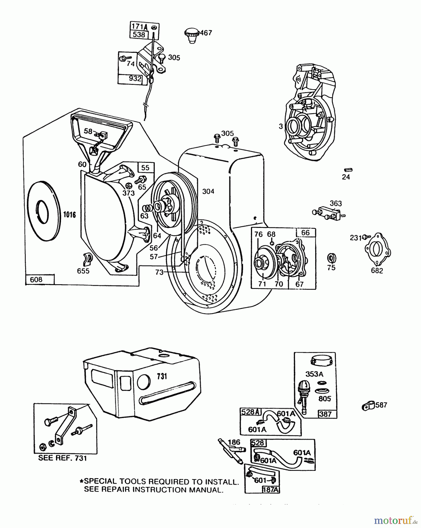 Toro Neu Snow Blowers/Snow Throwers Seite 1 38580 (1132) - Toro 1132 Power Shift Snowthrower, 1988 (8000001-8999999) ENGINE BRIGGS & STRATTON MODEL NO. 252416 TYPE 0749-01 (MODEL 38565) #2