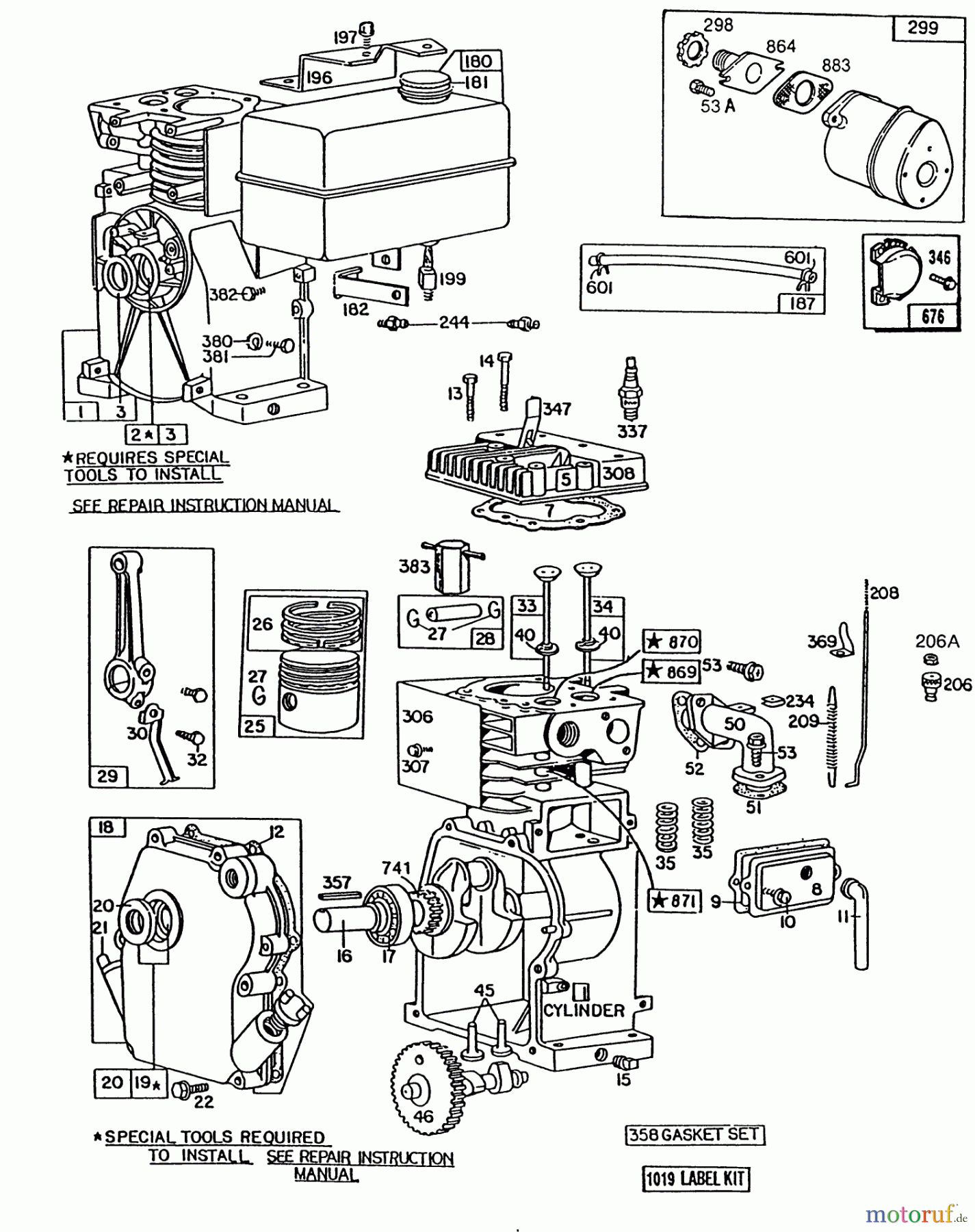 Toro Neu Edgers 58431 - Toro 3.5 hp Edger, 1991 (1000001-1999999) ENGINE BRIGGS & STRATTON MODEL NO. 80332 TYPE NO. 1655-01 #2