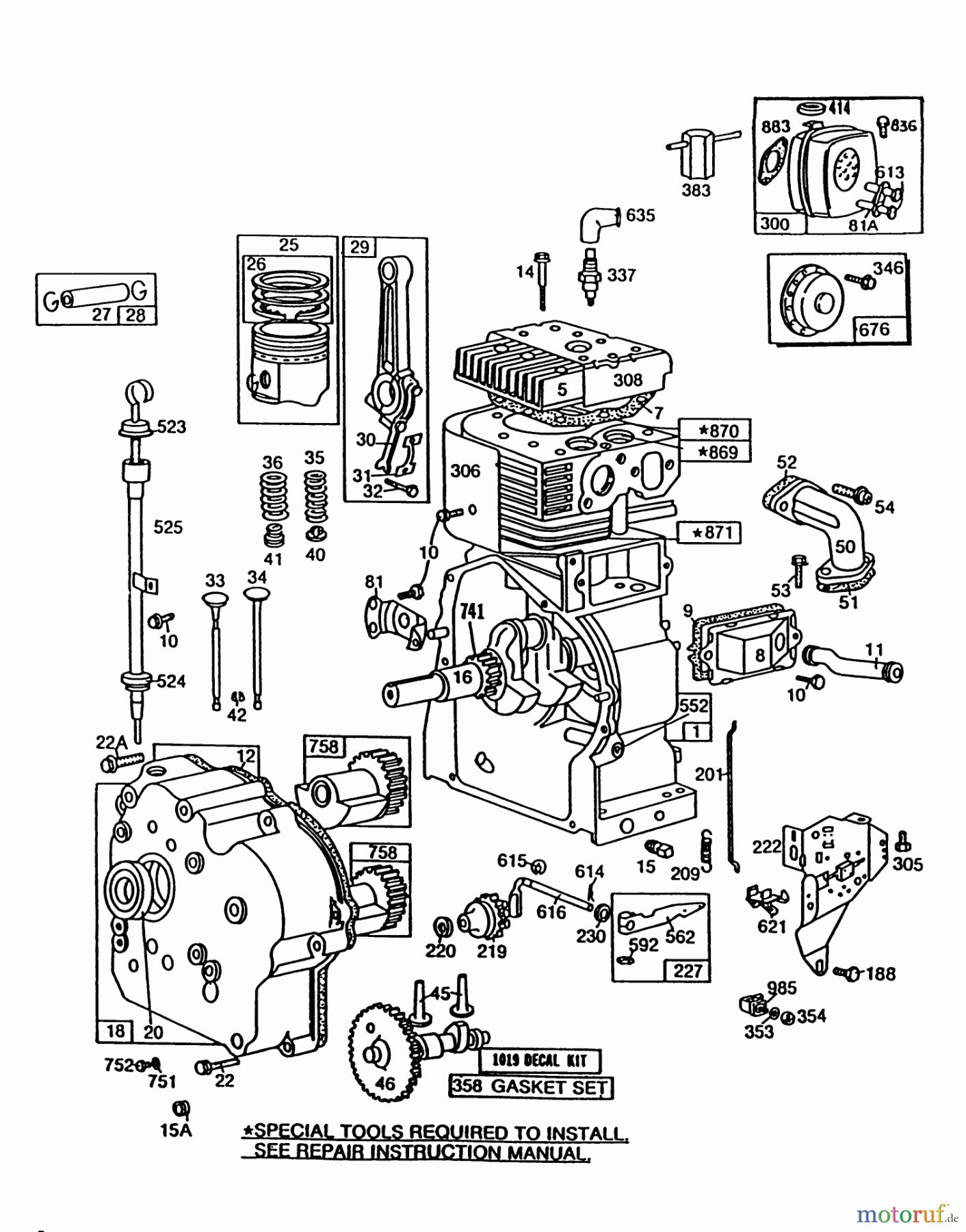Toro Neu Snow Blowers/Snow Throwers Seite 1 38580 (1132) - Toro 1132 Power Shift Snowthrower, 1988 (8000001-8999999) ENGINE BRIGGS & STRATTON MODEL NO. 252416 TYPE 0755-01 (MODEL 38580) #1