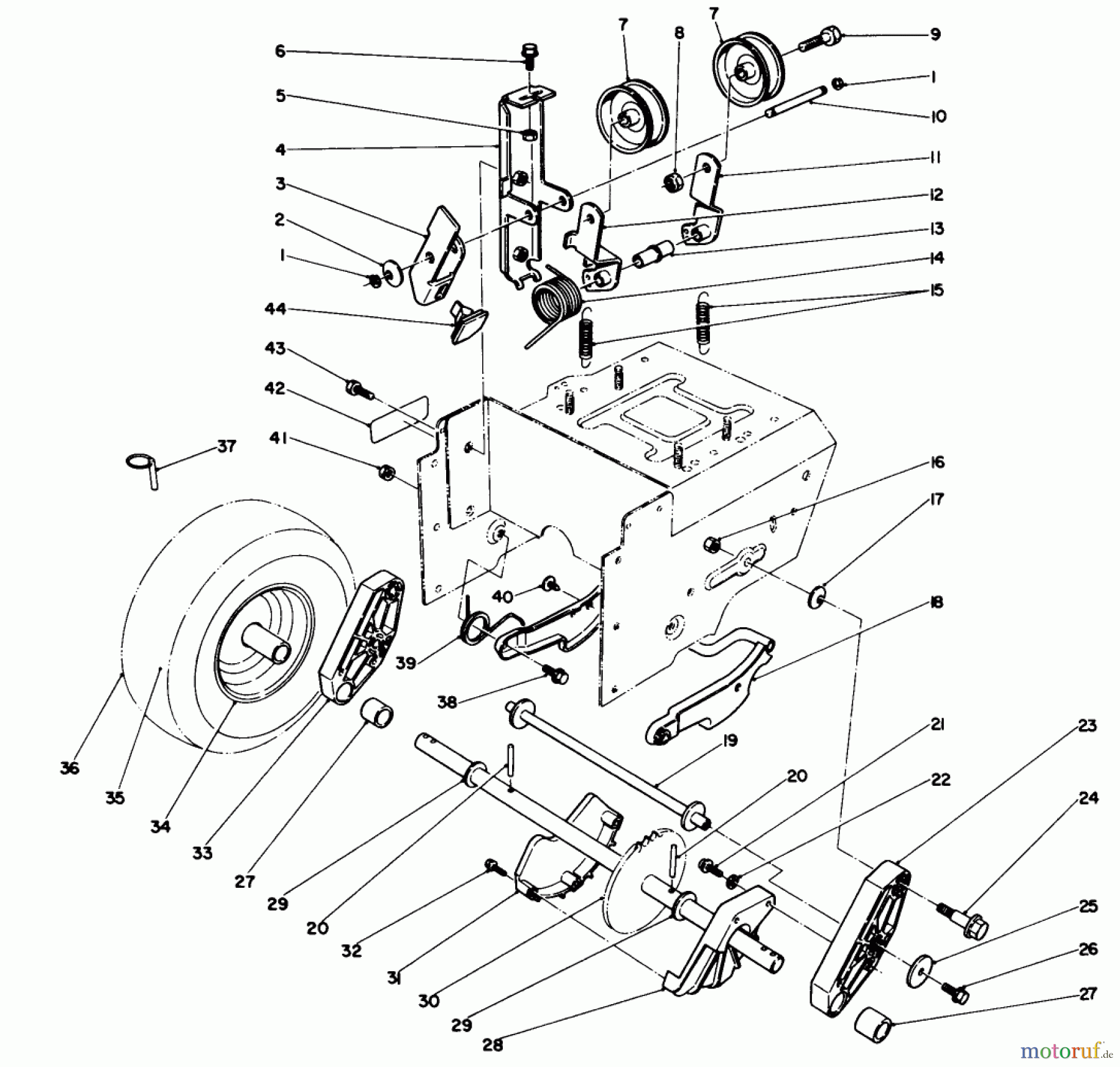 Toro Neu Snow Blowers/Snow Throwers Seite 1 38580 (1132) - Toro 1132 Power Shift Snowthrower, 1988 (8000001-8999999) TRACTION DRIVE ASSEMBLY
