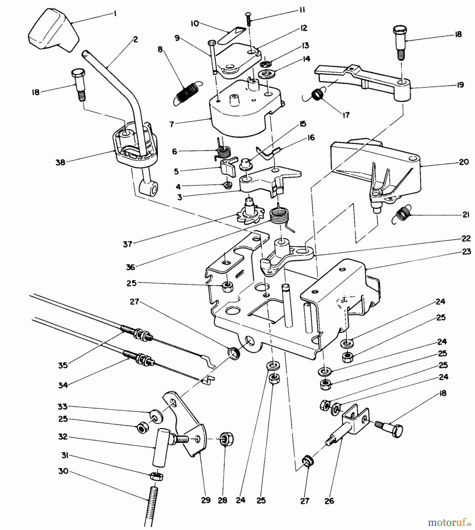 Toro Neu Snow Blowers/Snow Throwers Seite 1 38580 (1132) - Toro 1132 Power Shift Snowthrower, 1988 (8000001-8999999) TRACTION LINKAGE ASSEMBLY