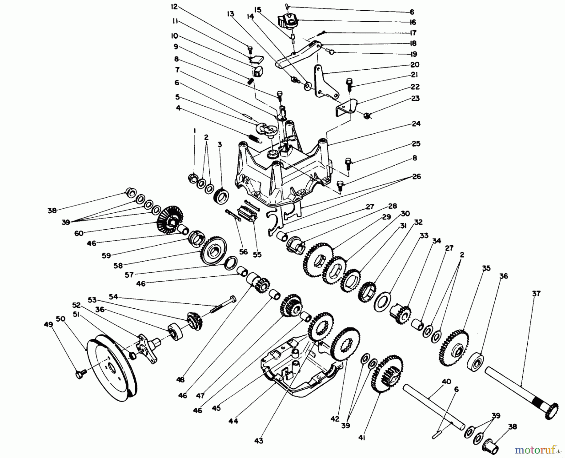 Toro Neu Snow Blowers/Snow Throwers Seite 1 38580 (1132) - Toro 1132 Power Shift Snowthrower, 1988 (8000001-8999999) TRANSMISSION ASSEMBLY NO. 62-0190