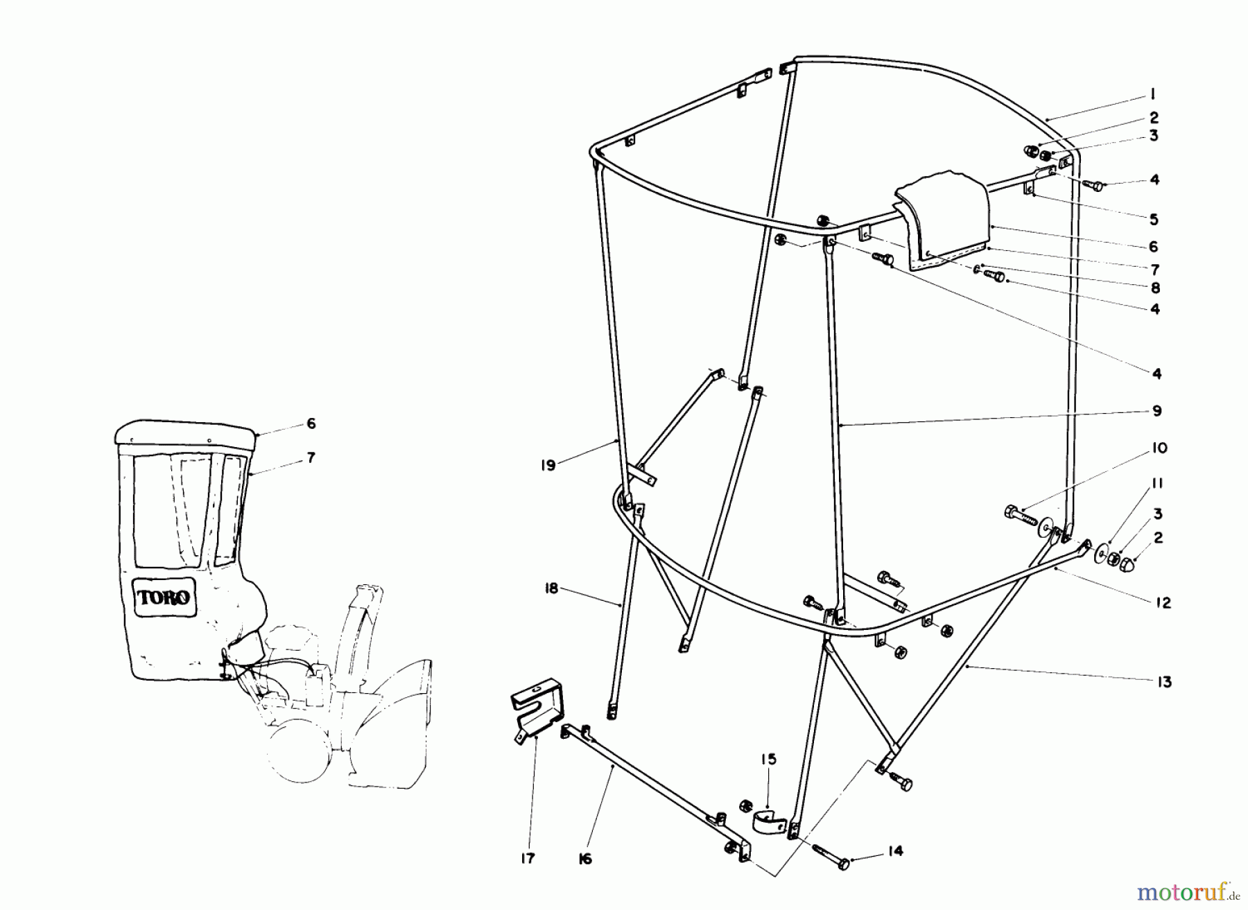 Toro Neu Snow Blowers/Snow Throwers Seite 1 38580 (1132) - Toro 1132 Power Shift Snowthrower, 1989 (9000001-9999999) SNOW CAB ASSEMBLY NO. 68-9500 (OPTIONAL)