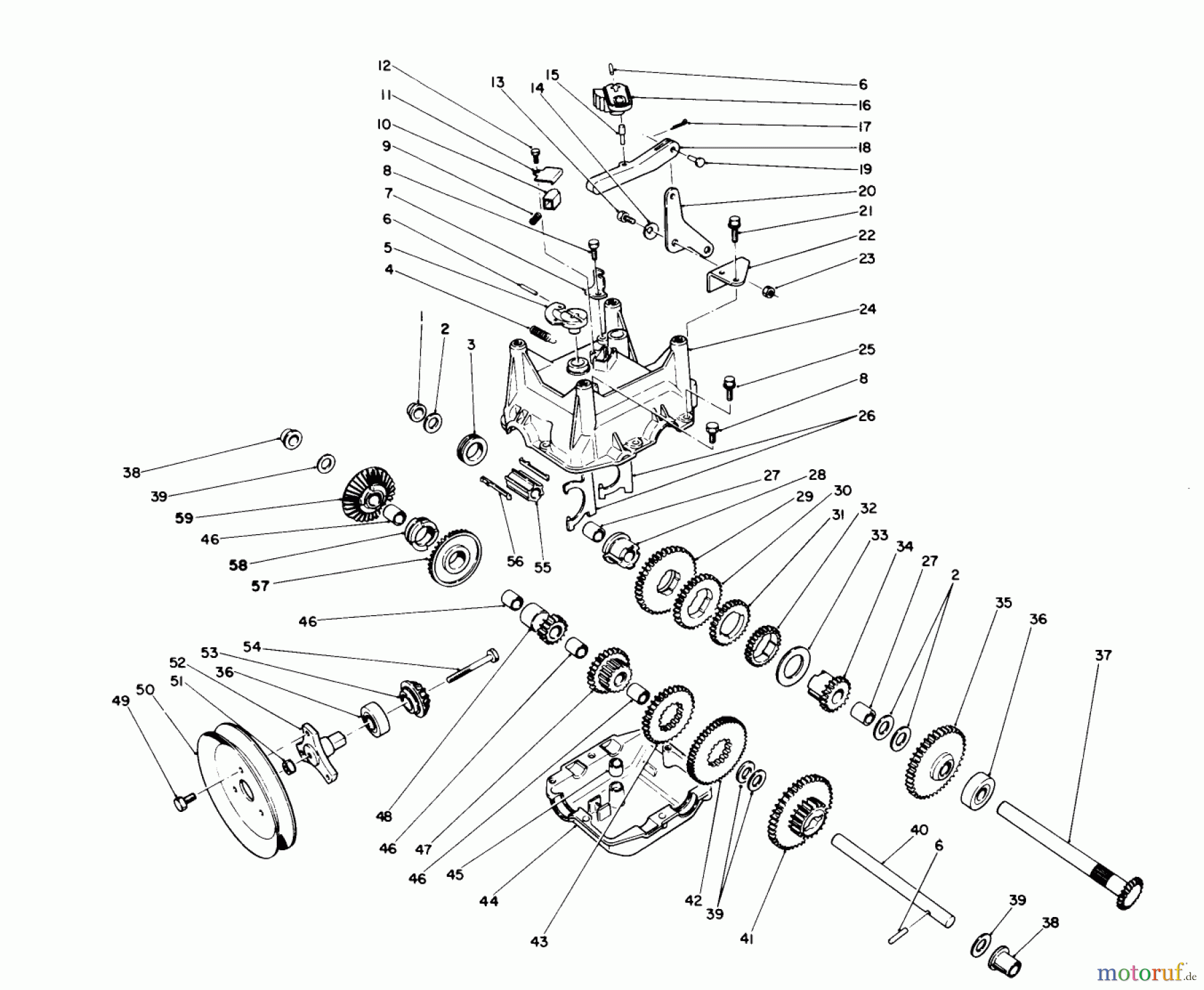 Toro Neu Snow Blowers/Snow Throwers Seite 1 38565 (1132) - Toro 1132 Power Shift Snowthrower, 1989 (9000001-9999999) TRANSMISSION ASSEMBLY NO. 66-8030