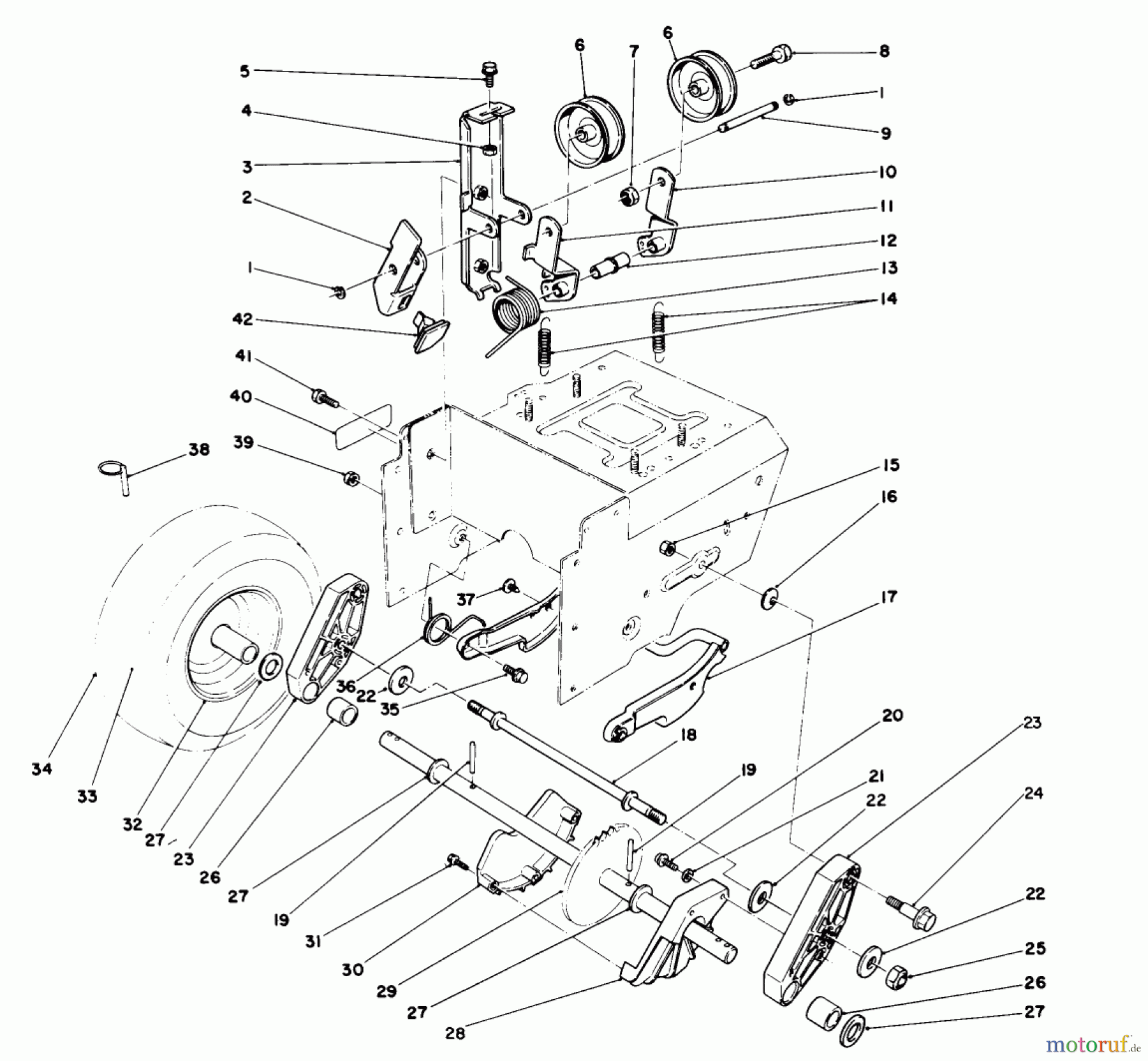 Toro Neu Snow Blowers/Snow Throwers Seite 1 38566 (1132) - Toro 1132 Power Shift Snowthrower, 1990 (0000001-0999999) TRACTION DRIVE ASSEMBLY