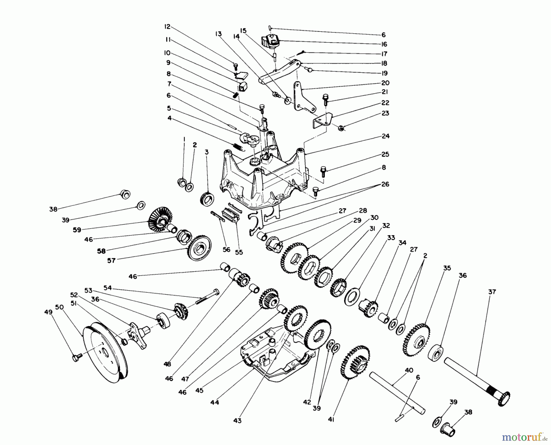 Toro Neu Snow Blowers/Snow Throwers Seite 1 38566 (1132) - Toro 1132 Power Shift Snowthrower, 1990 (0000001-0999999) TRANAMISAION ASSEMBLY NO. 66-8030