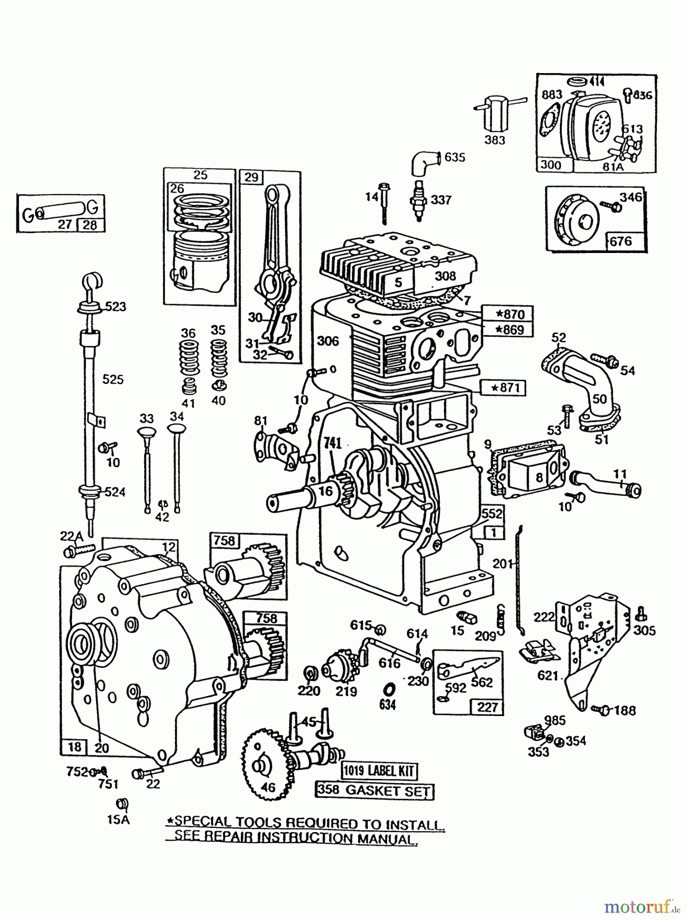 Toro Neu Snow Blowers/Snow Throwers Seite 1 38566 (1132) - Toro 1132 Power Shift Snowthrower, 1991 (1000001-1999999) ENGINE BRIGGS & STRATTON MODEL 252416 TYPE 0756-01 & 0757-01 (MODEL NO.38580 & 38566)