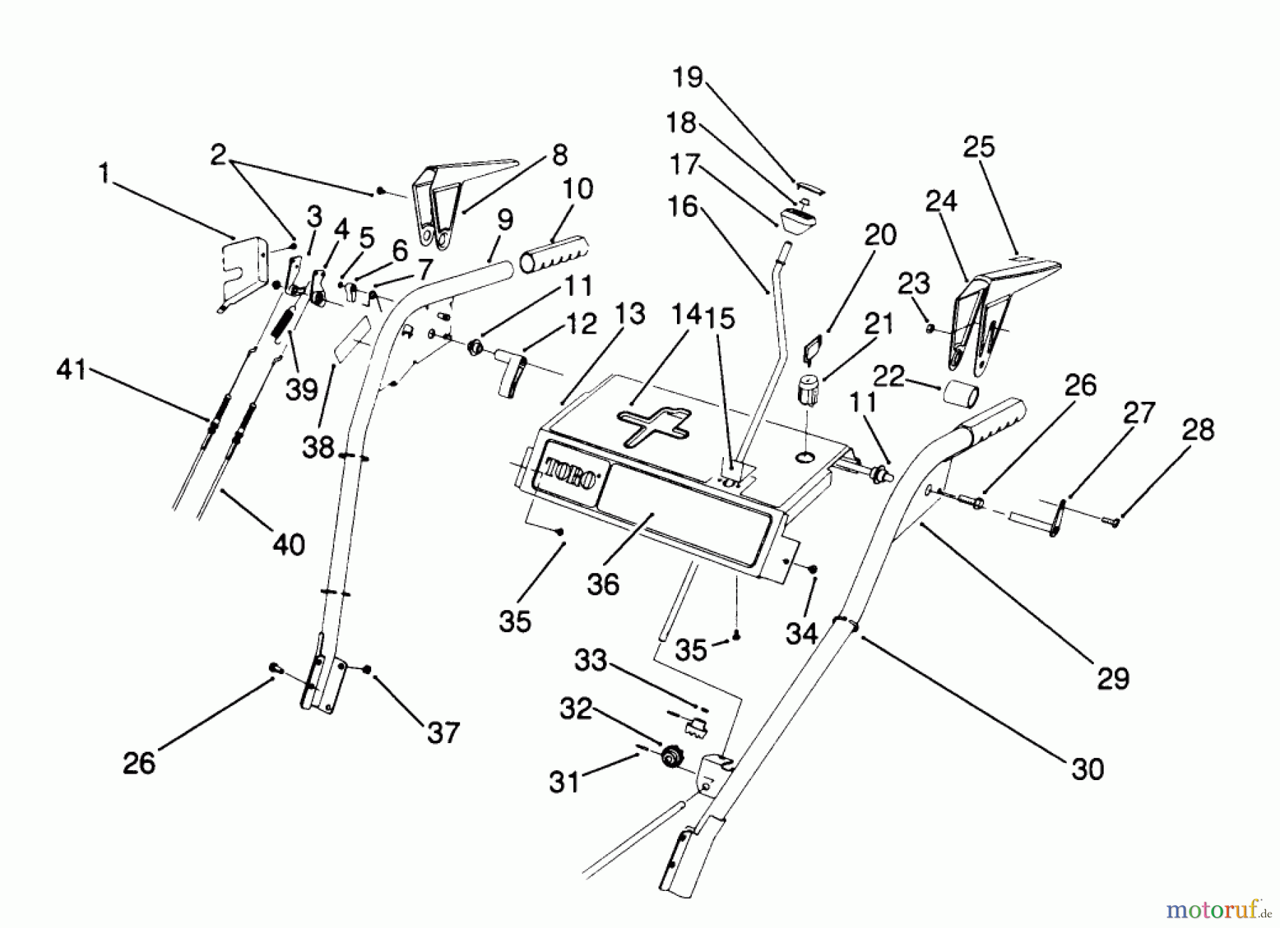 Toro Neu Snow Blowers/Snow Throwers Seite 1 38566 (1132) - Toro 1132 Power Shift Snowthrower, 1991 (1000001-1999999) HANDLE ASSEMBLY