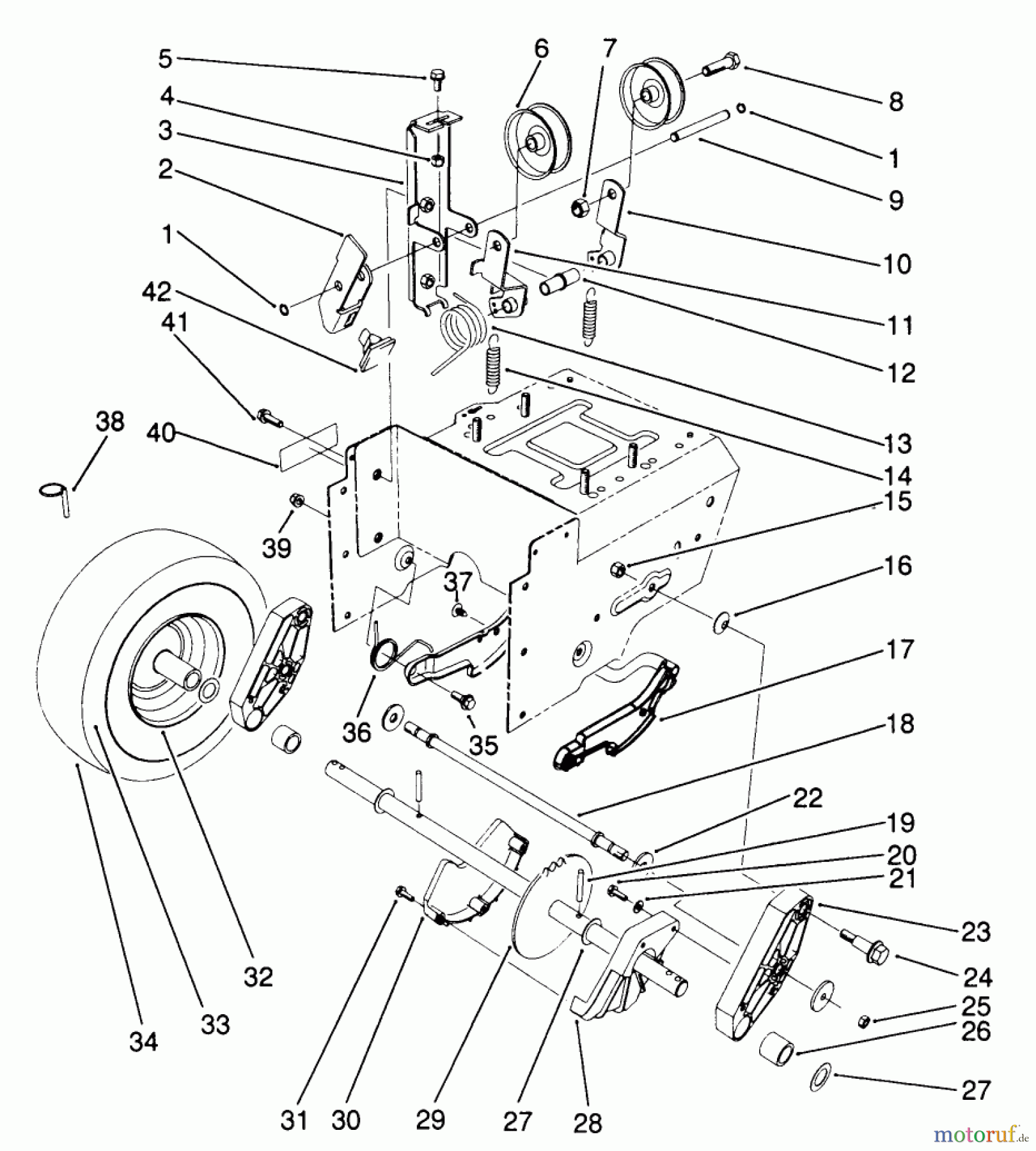 Toro Neu Snow Blowers/Snow Throwers Seite 1 38566 (1132) - Toro 1132 Power Shift Snowthrower, 1991 (1000001-1999999) TRACTION DRIVE ASSEMBLY
