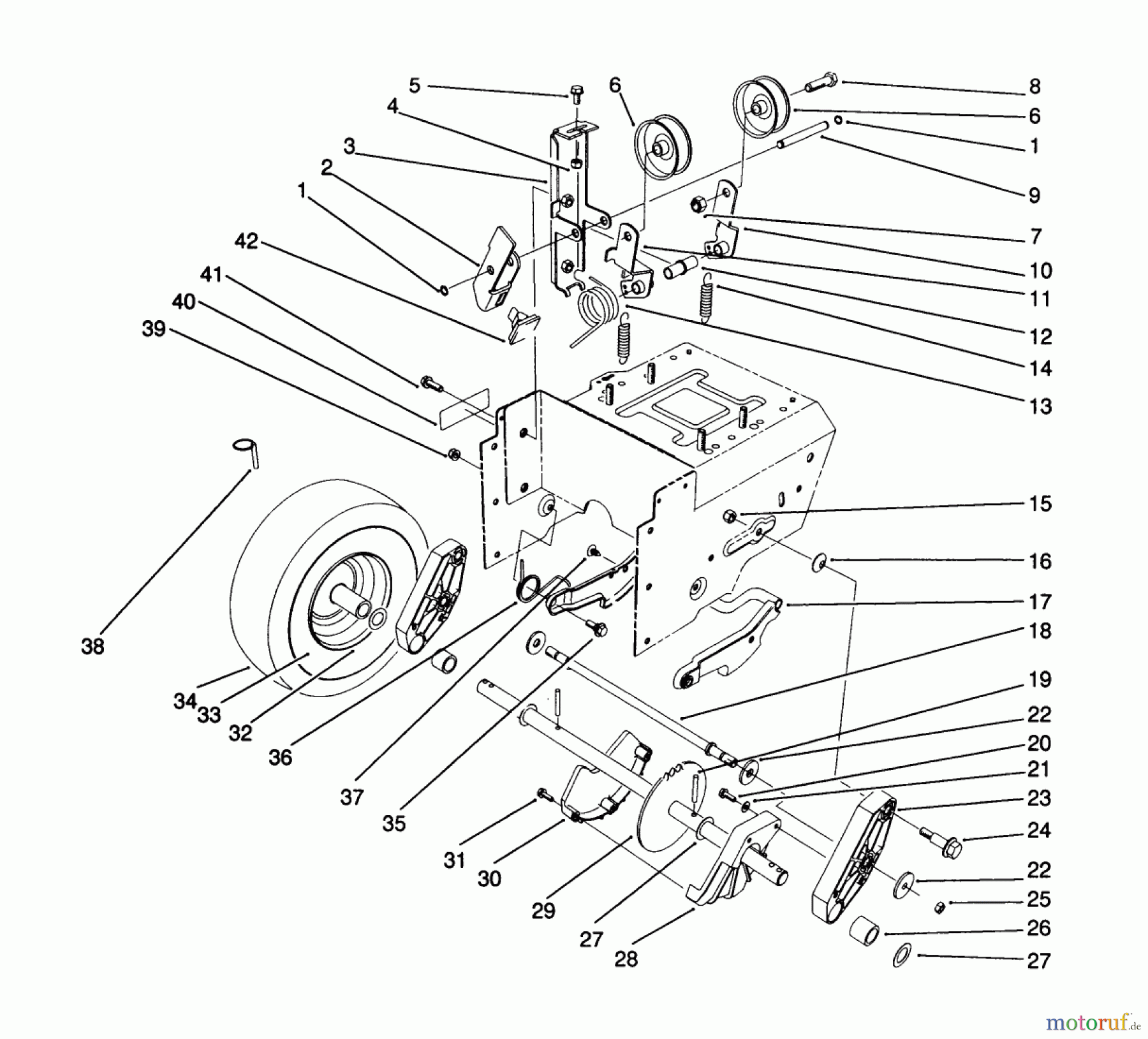Toro Neu Snow Blowers/Snow Throwers Seite 1 38566 (1132) - Toro 1132 Power Shift Snowthrower, 1992 (2000001-2999999) TRACTION DRIVE ASSEMBLY