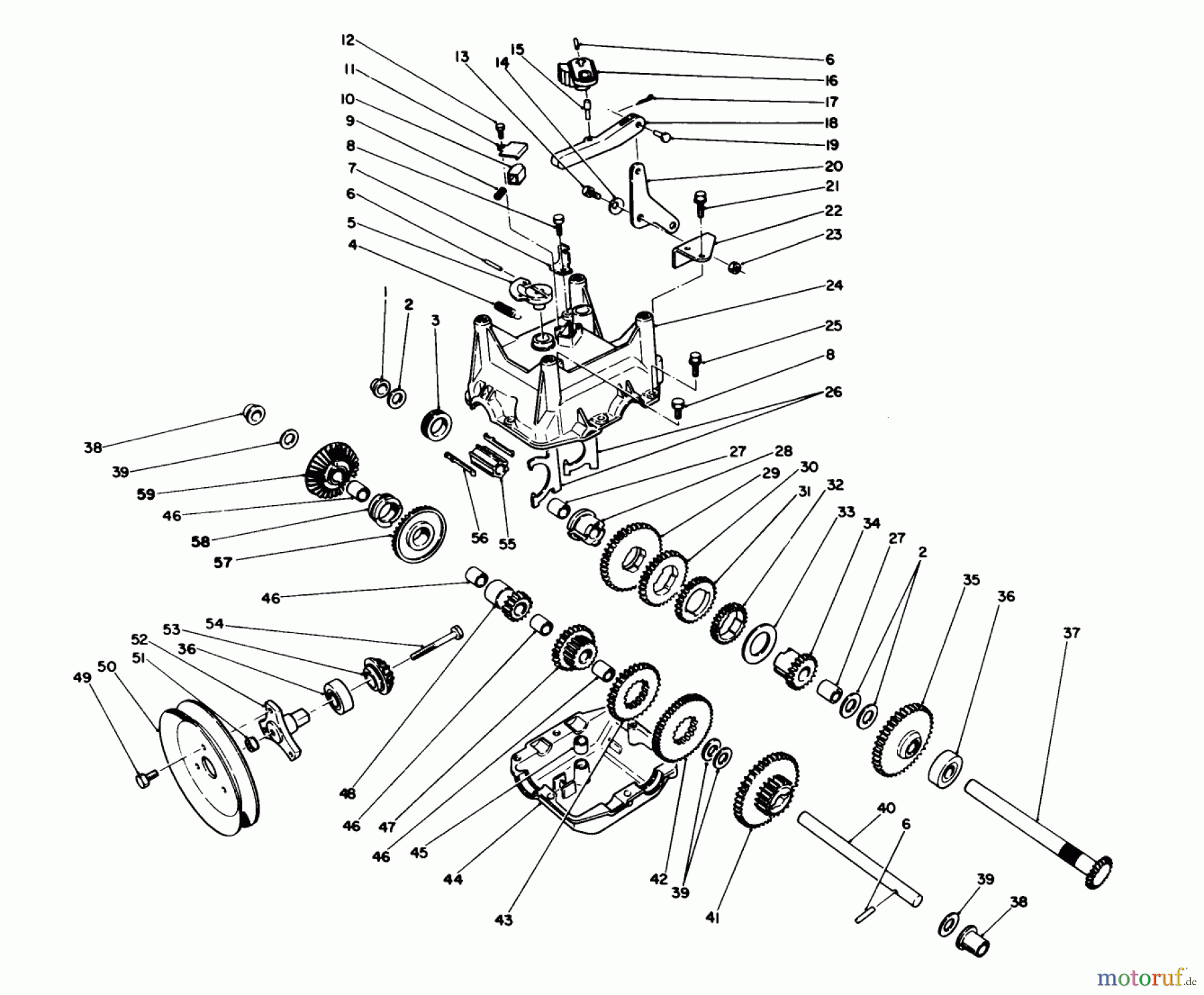  Toro Neu Snow Blowers/Snow Throwers Seite 1 38566 (1132) - Toro 1132 Power Shift Snowthrower, 1992 (2000001-2999999) TRANSMISSION ASSEMBLY NO. 66-8030