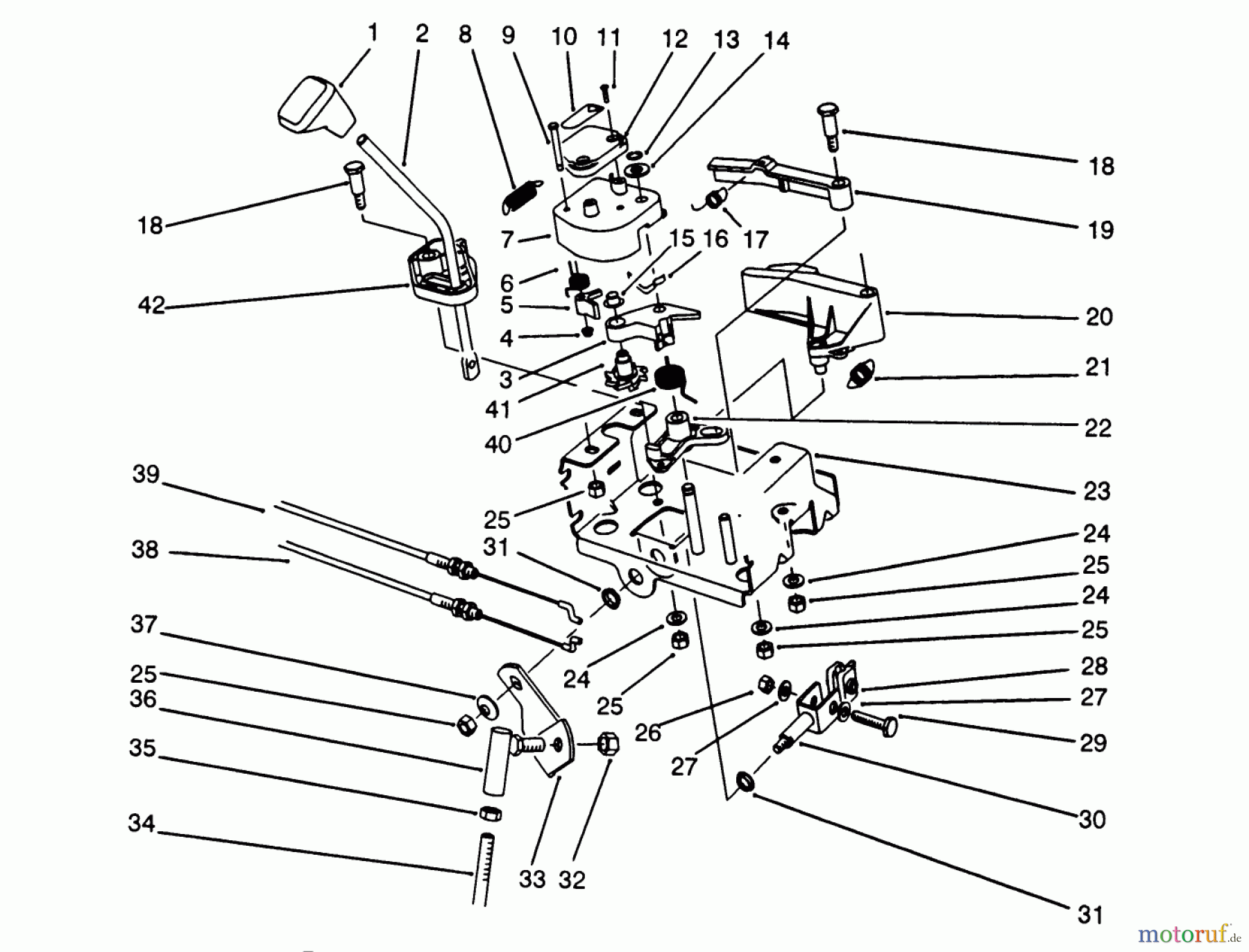  Toro Neu Snow Blowers/Snow Throwers Seite 1 38580 (1132) - Toro 1132 Power Shift Snowthrower, 1993 (3900001-3999999) TRACTION LINKAGE ASSEMBLY