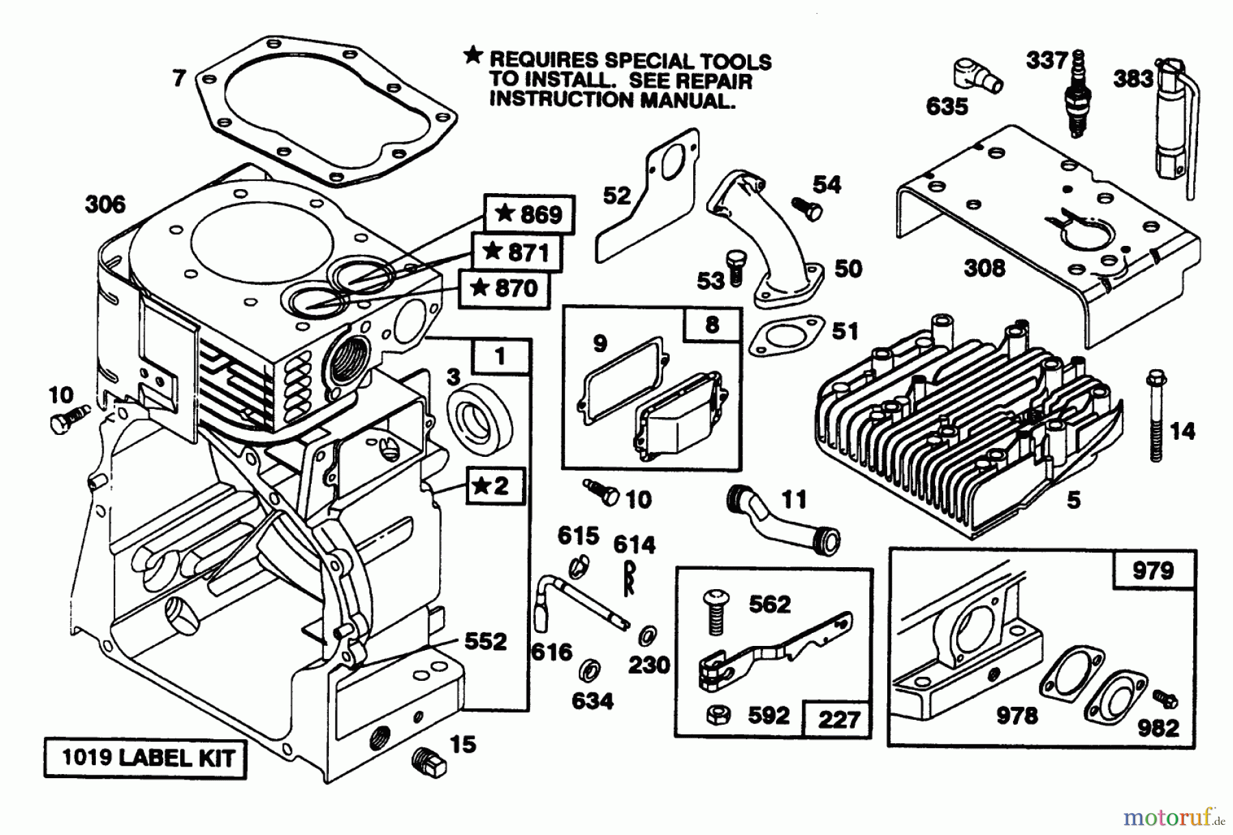 Toro Neu Snow Blowers/Snow Throwers Seite 1 38566 (1132) - Toro 1132 Power Shift Snowthrower, 1994 (49000001-49999999) ENGINE BRIGGS & STRATTON MODELS 252416-0756-01 & 252416-0757-01 #1