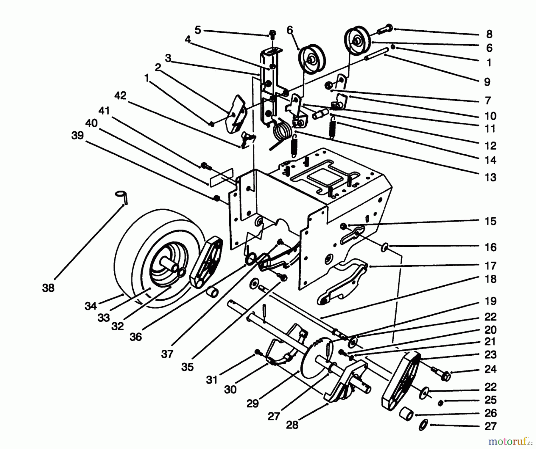 Toro Neu Snow Blowers/Snow Throwers Seite 1 38580 (1132) - Toro 1132 Power Shift Snowthrower, 1994 (4900001-4999999) TRACTION DRIVE ASSEMBLY