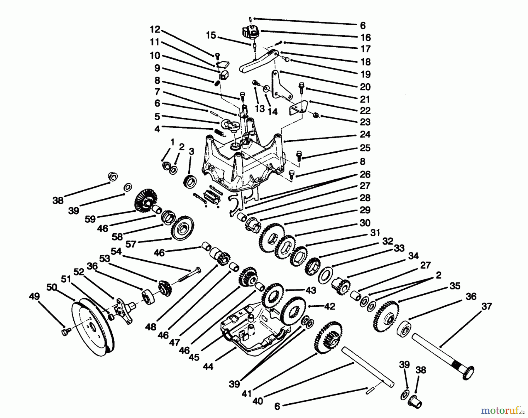 Toro Neu Snow Blowers/Snow Throwers Seite 1 38580 (1132) - Toro 1132 Power Shift Snowthrower, 1995 (5900001-5999999) TRANSMISSION ASSEMBLY NO. 66-8030