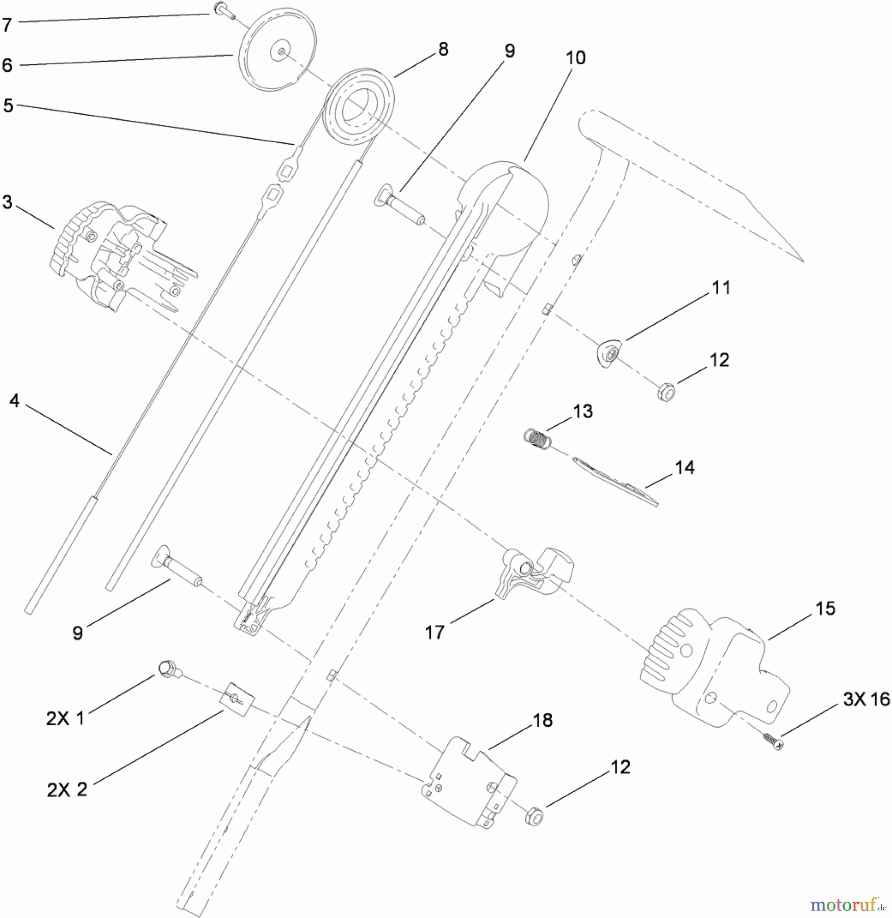  Toro Neu Snow Blowers/Snow Throwers Seite 1 38567 (6053 R) - Toro CCR 6053 R Quick Clear Snowthrower, 2012 (312000001-312999999) HANDLE CHUTE CONTROL ASSEMBLY