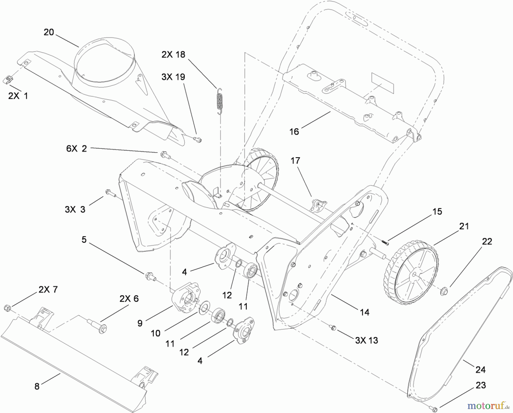 Toro Neu Snow Blowers/Snow Throwers Seite 1 38567 (6053 R) - Toro CCR 6053 R Quick Clear Snowthrower, 2011 (311000001-311999999) MAIN FRAME ASSEMBLY
