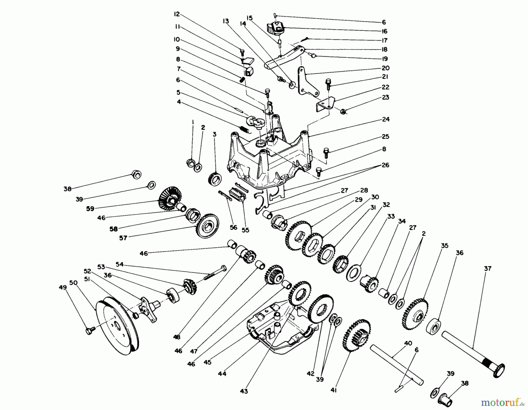 Toro Neu Snow Blowers/Snow Throwers Seite 1 38570 (828) - Toro 828 Power Shift Snowthrower, 1990 (0000001-0999999) TRANSMISSION ASSEMBLY NO. 66-8030