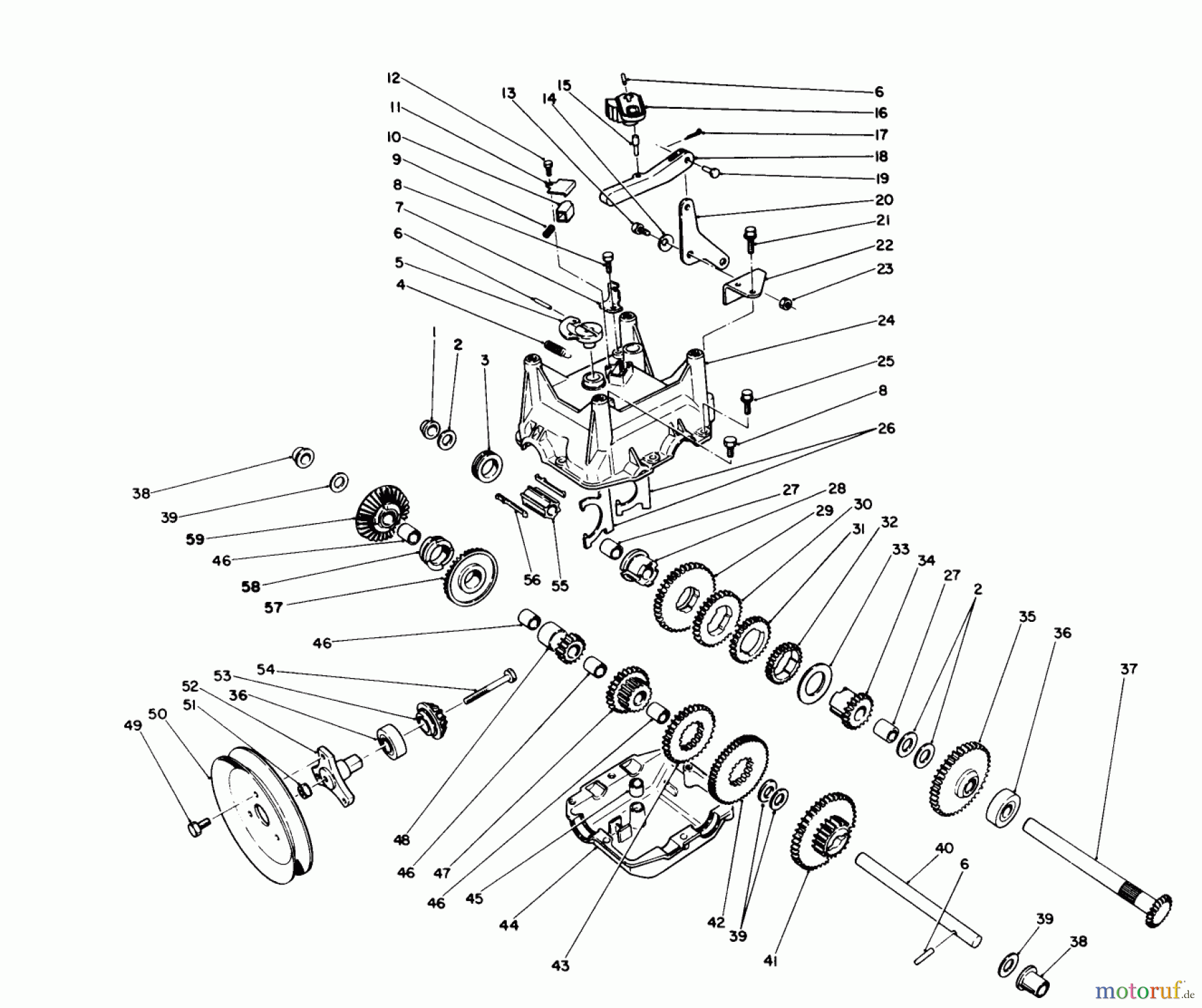 Toro Neu Snow Blowers/Snow Throwers Seite 1 38570 (828) - Toro 828 Power Shift Snowthrower, 1991 (1000001-1999999) TRANSMISSION ASSEMBLY NO. 66-8030