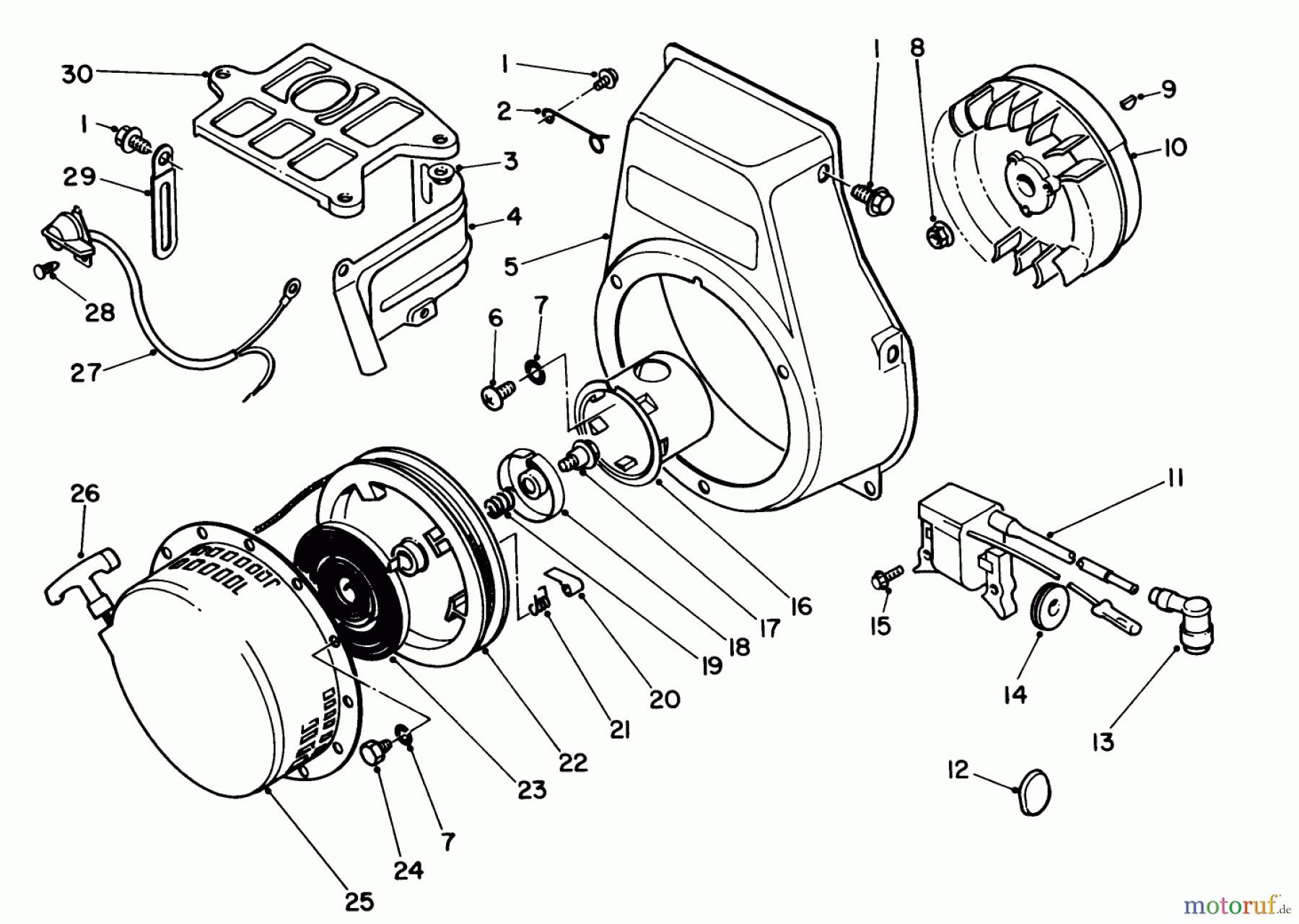 Toro Neu Edgers 58435 - Toro 3.5 hp Edger, 1984 (4000001-4999999) RECOIL STARTER ASSEMBLY