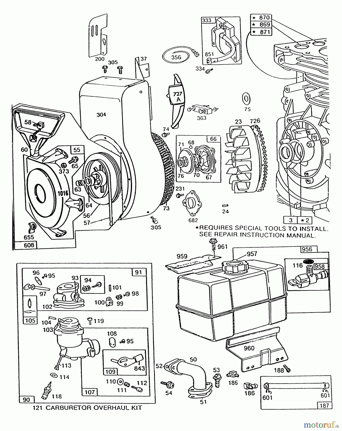 Toro Neu Snow Blowers/Snow Throwers Seite 1 38570 (828) - Toro 828 Power Shift Snowthrower, 1992 (2000001-2999999) ENGINE BRIGGS & STRATTON MODEL 190406 TYPE 3104-01 #2