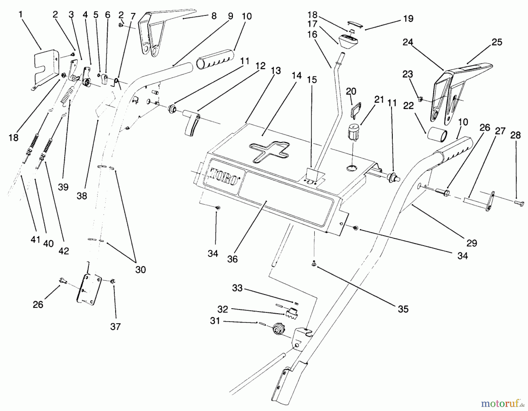 Toro Neu Snow Blowers/Snow Throwers Seite 1 38570 (828) - Toro 828 Power Shift Snowthrower, 1992 (2000001-2999999) HANDLE ASSEMBLY
