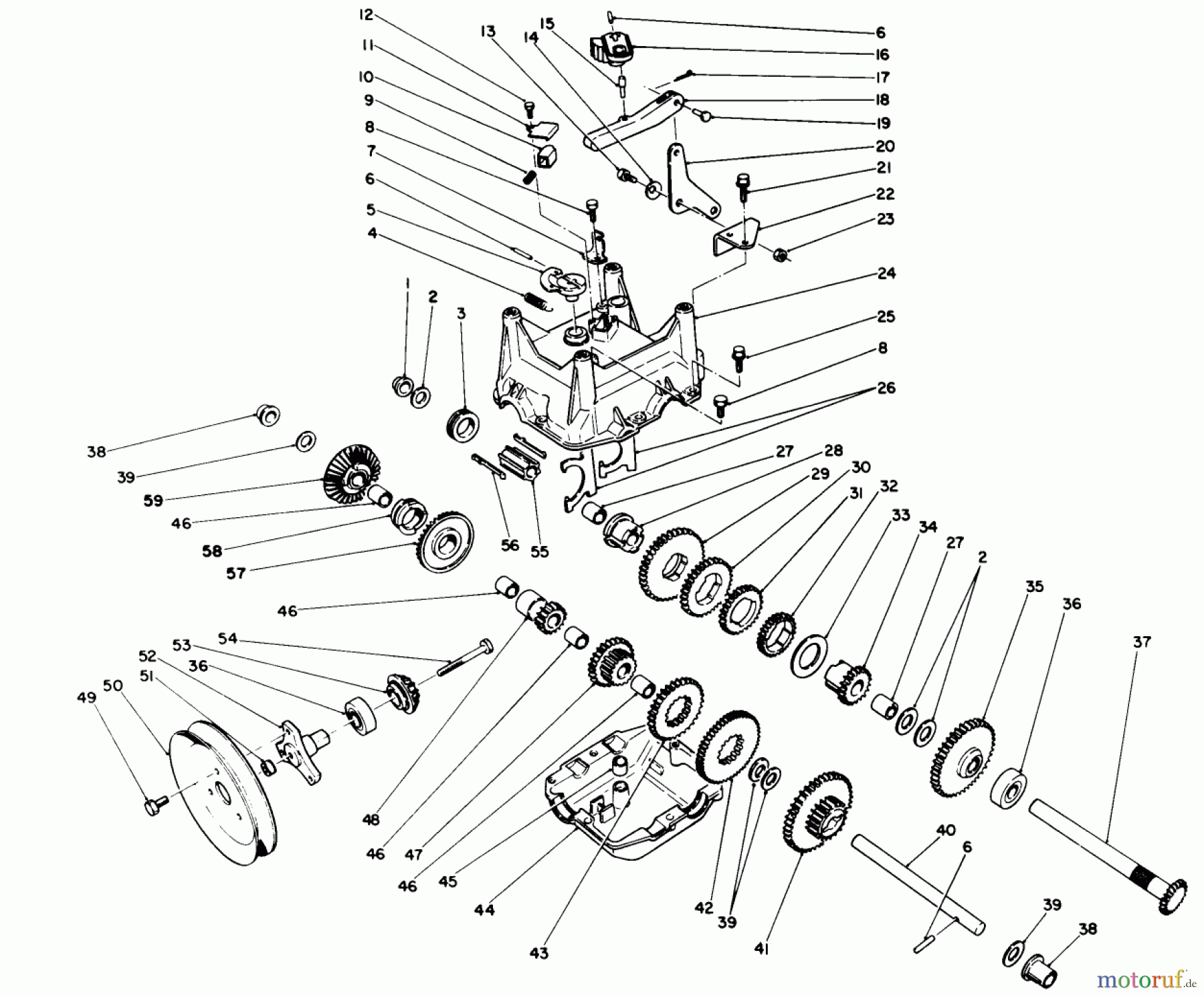 Toro Neu Snow Blowers/Snow Throwers Seite 1 38570 (828) - Toro 828 Power Shift Snowthrower, 1992 (2000001-2999999) TRANSMISSION ASSEMBLY NO. 66-8030