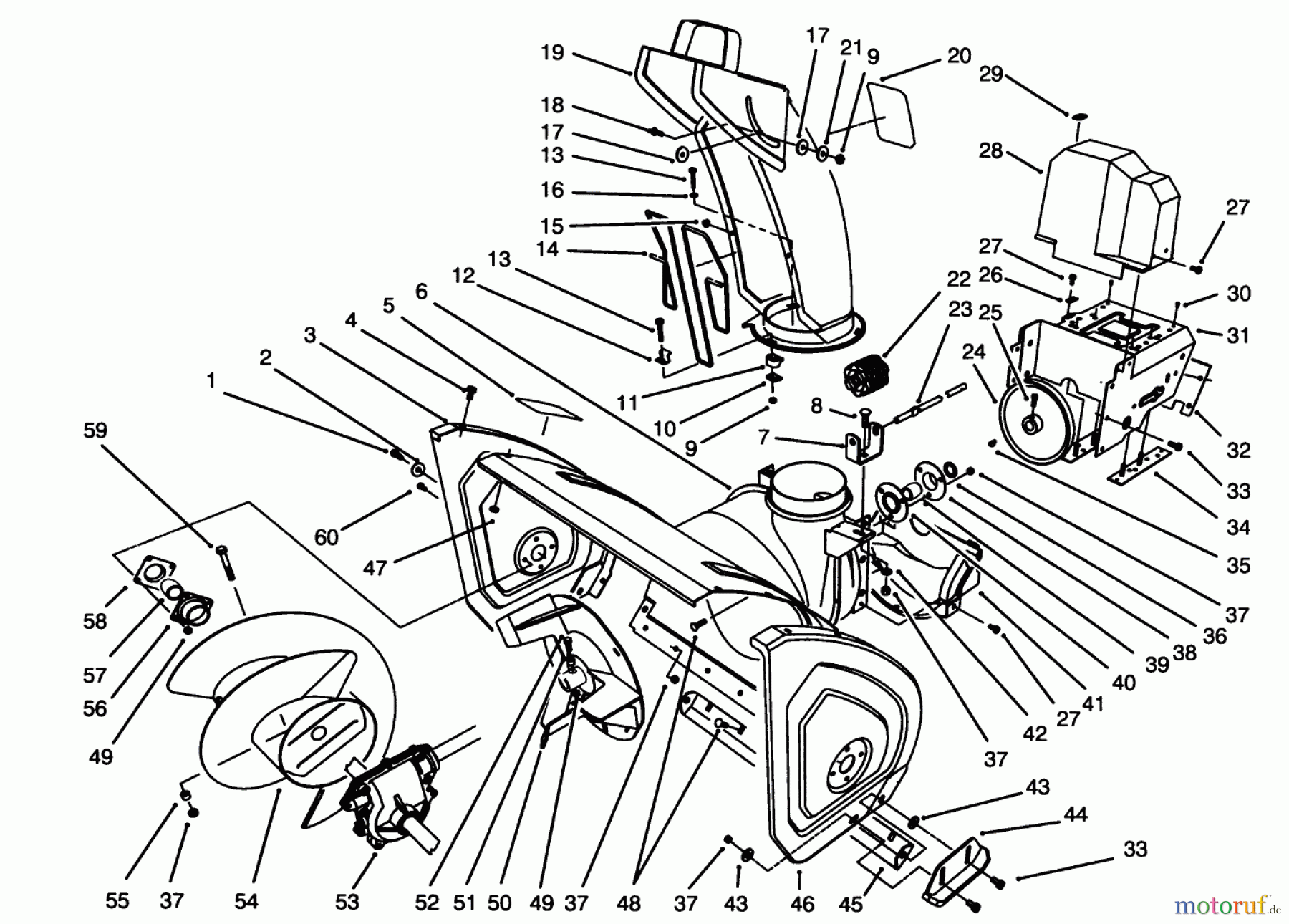  Toro Neu Snow Blowers/Snow Throwers Seite 1 38570 (828) - Toro 828 Power Shift Snowthrower, 1994 (4900001-4999999) HOUSING & CHUTE ASSEMBLY